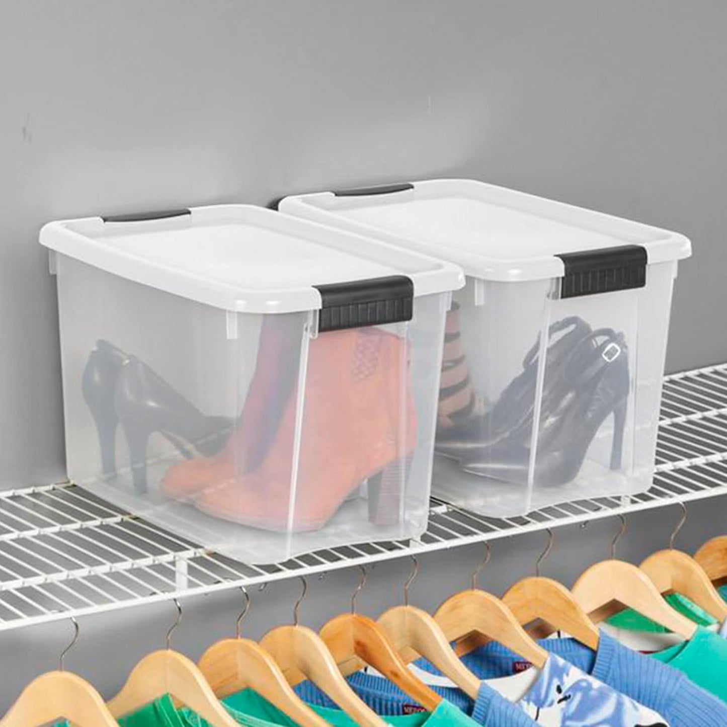 Sterilite 24-Pack Ultra Latching Box, Storage Bins with Lids, Clear Plastic, 30 Quart - Heavy-Duty Organizing Containers for Closet, Bathroom, and Office