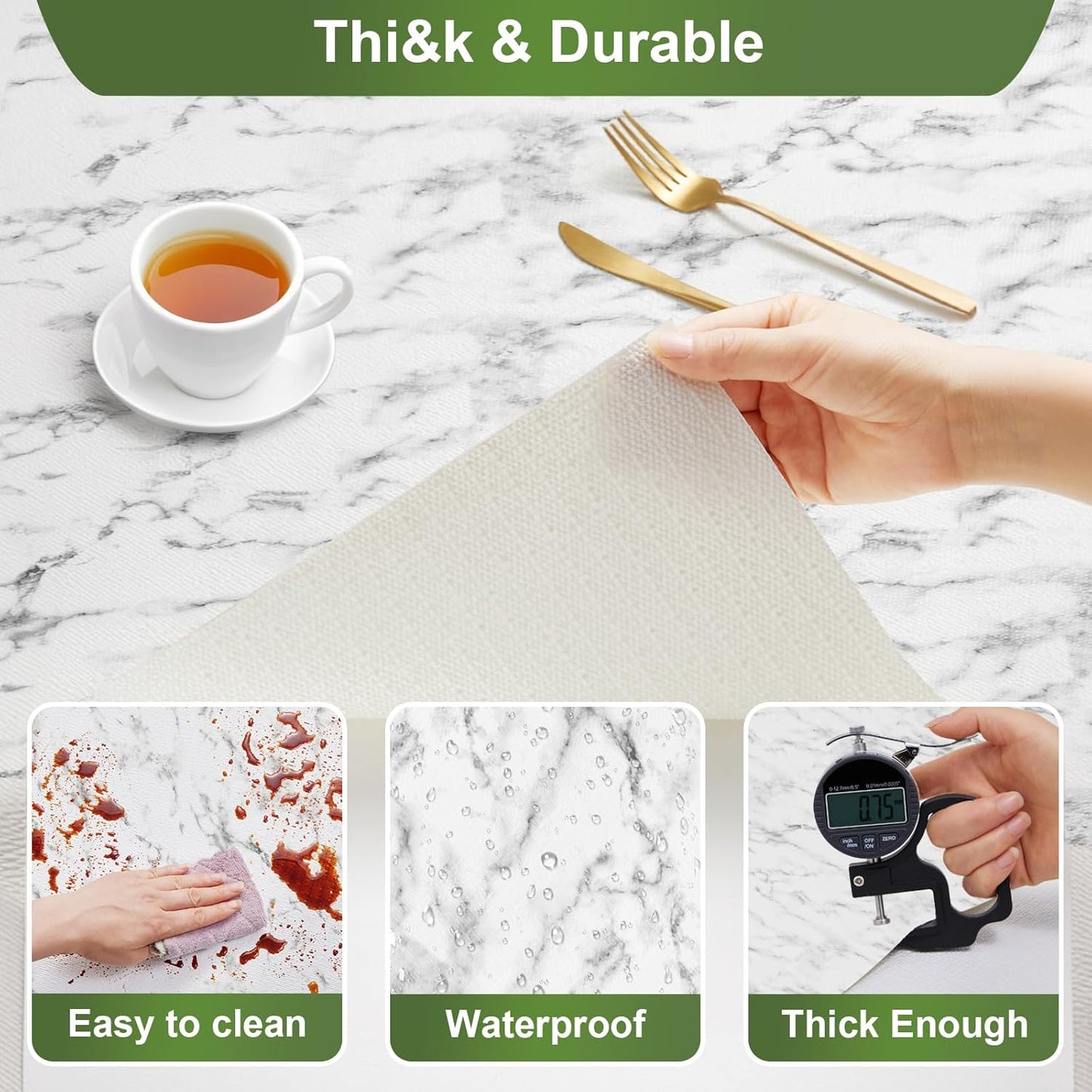 Moriah Shelf Liner for Kitchen Cabinet Non-Adhesive, Thickened Drawer Liner No Slip for Dresser Waterproof Cabinet Paper Liner for Bathroom Shelves Protects Surfaces(Marble,17.5'' x 20')