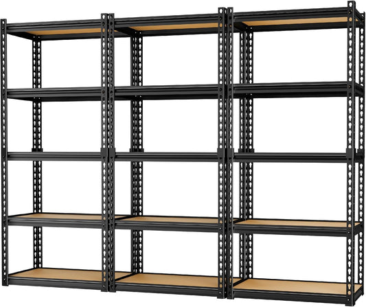 LEVELEVE 5-Tier Heavy Duty Storage Shelving Unit, 2020 lbs Capacity, Adjustable Metal Utility Shelf, 30" L x 12" W x 60" H for Garage, Kitchen, Pantry, Basement, Bathroom, Laundry,3 Pack