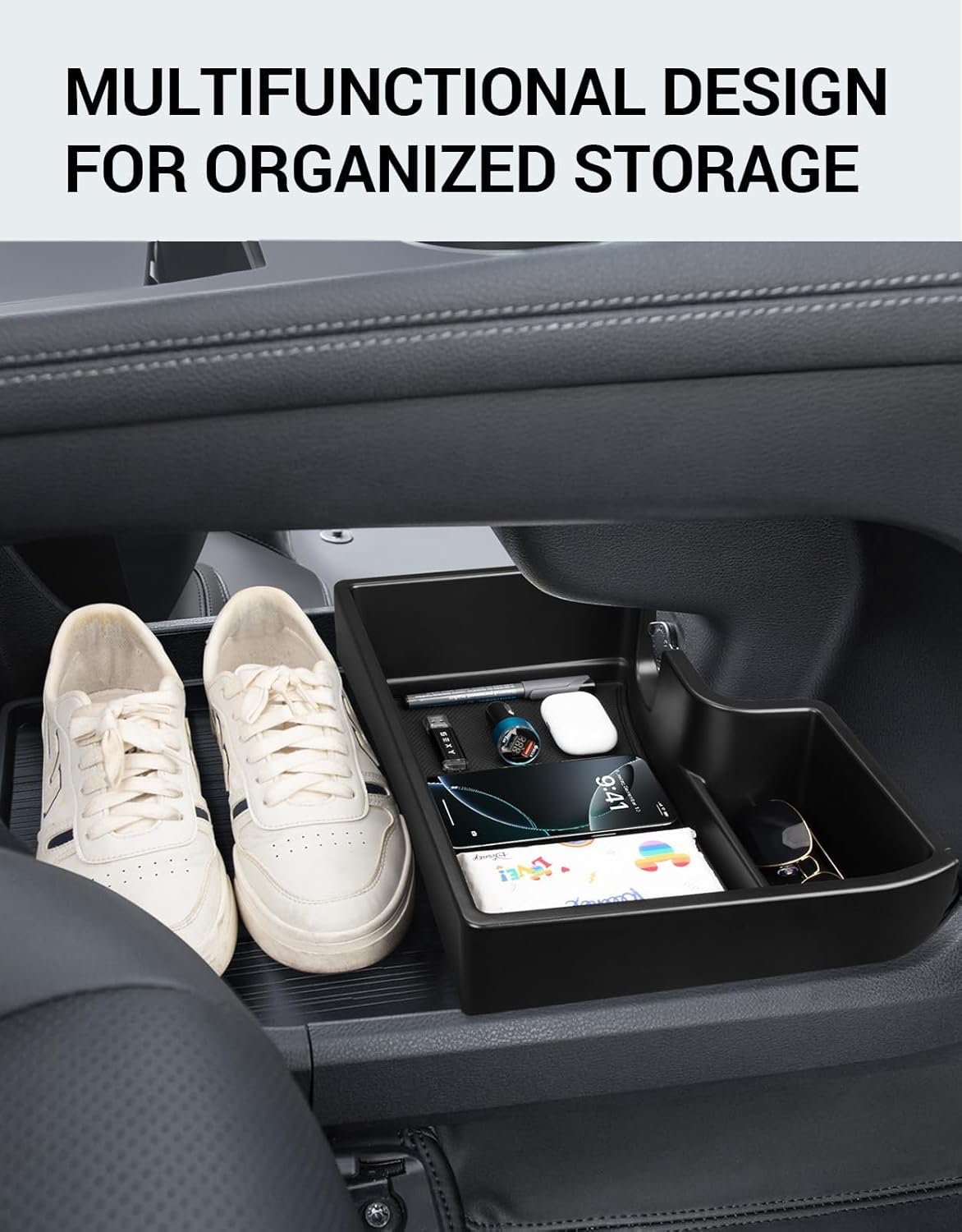 Ecarzo Console Bottom Organizer Compatible with 2021-2026 Toyota Sienna Accessories, Lower Center Console Tray Storage Box with Multiple Compartments