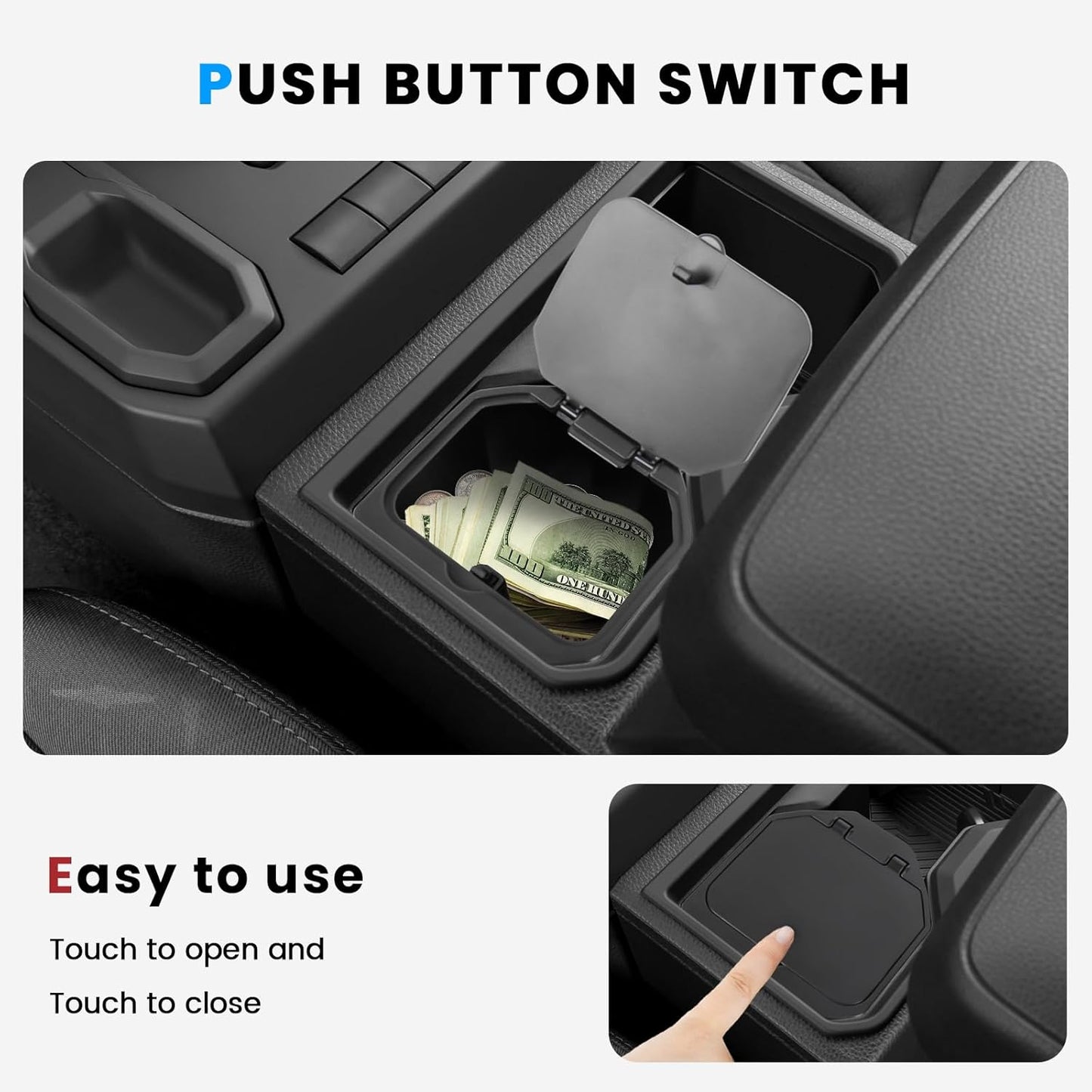 Center Console Coin Holder Organizer Compatible with 2024 2025 2026 Toyota Tacoma/ 2025 2026 Toyota 4Runner Storage Box Insert for Cup Holder Interior Accessories