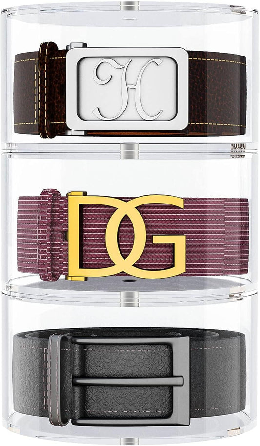 NIUBEE Belt Organizer, Acrylic 3 Layers Belt Case Storage Holder and Display for Accessories Like Jewelry,Watch,Bracelets