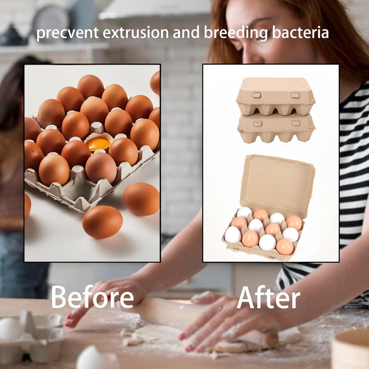 15 Pack Egg Cartons Bulk, 3x4 Style Reusable Empty Natural Paper Pulp Egg Cartons, Sturdy Design Egg Holder Containers for Fresh Chicken Eggs