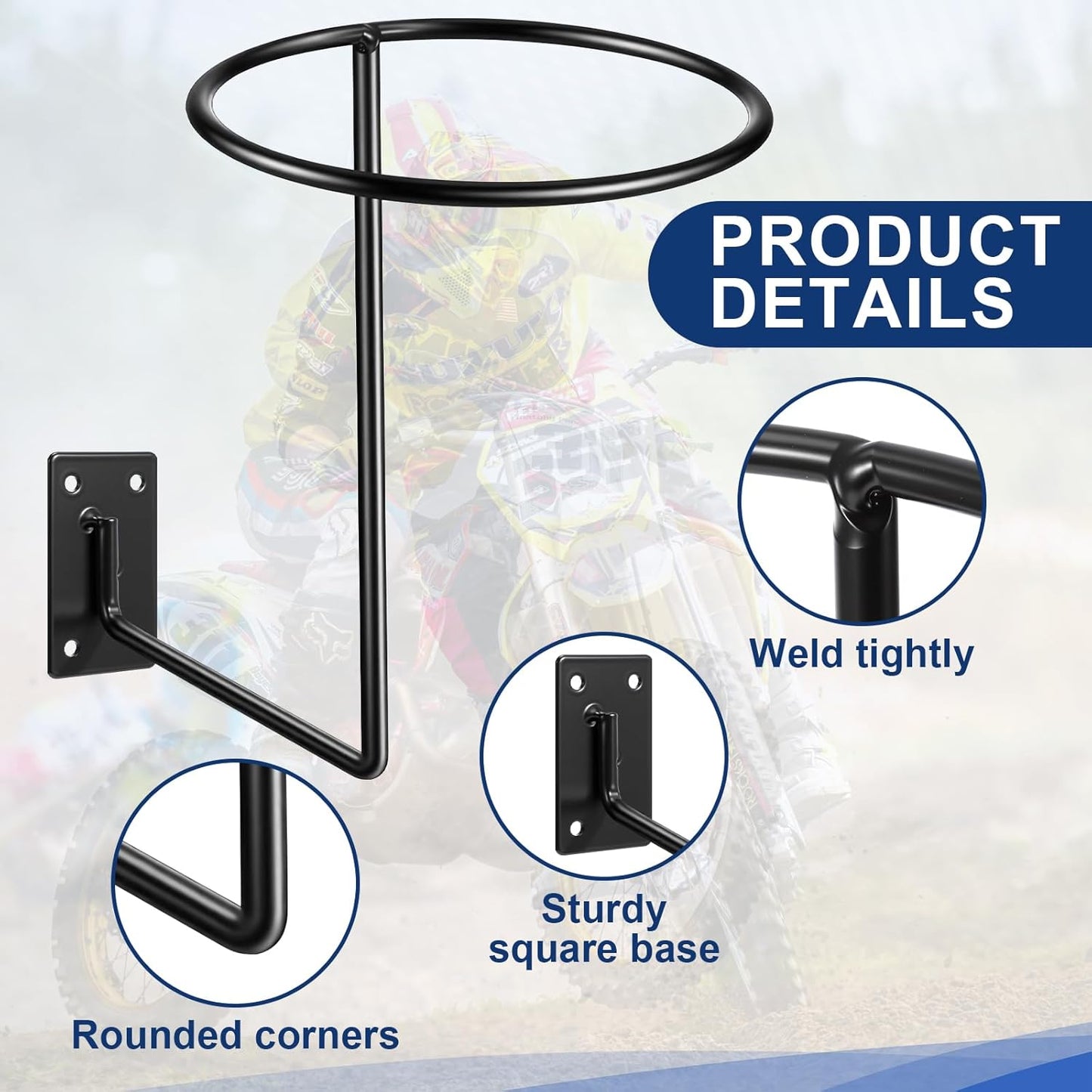 3 Pack Helmet Hanger Wall Mount Motorcycle Helmet Rack Metal Ball Holder for Basketball Volleyball Football Multifunctional Display Hook Stand for Cap Hat Wig Riding Jacket Coat