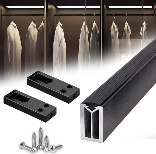 Square Closet Rods-Cuttable, Removable-Heavy Duty Black Wardrobe Rods and Brackets-Commercial, 12 16 18 24 28 30 60 72 In-Suitable for.Laundry.Home.Hotel.Clothing Store (Black,67in)