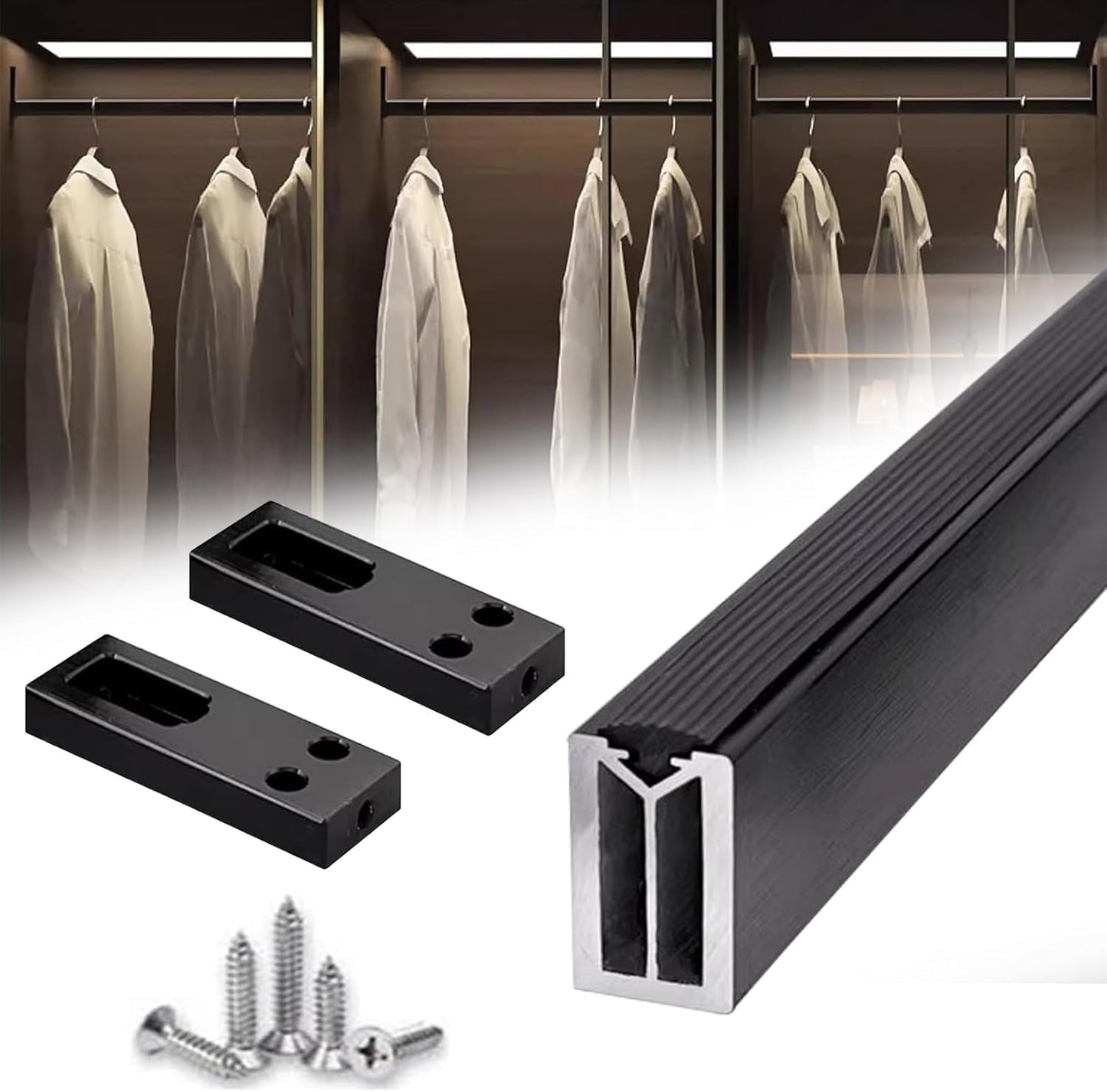Square Closet Rods-Cuttable, Removable-Heavy Duty Black Wardrobe Rods and Brackets-Commercial, 12 16 18 24 28 30 60 72 In-Suitable for.Laundry.Home.Hotel.Clothing Store (Black,26in)