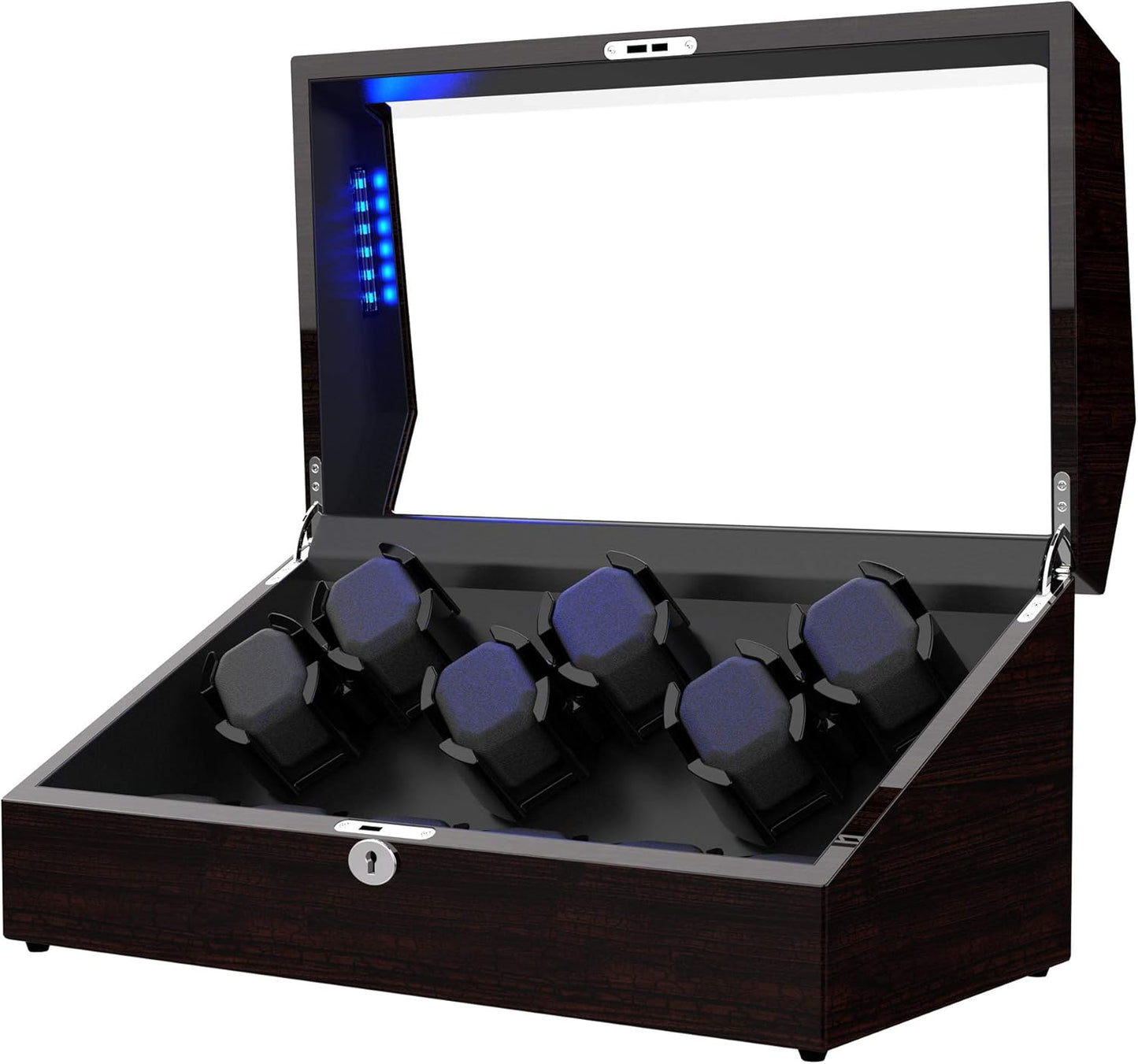 Watch Winder for 12 Storages, Wood Piano Paint Shell+ Extremely Silent Motors, with Soft Flexible Watch Pillow, Built-in Illumination (Pine Bark Pattern)