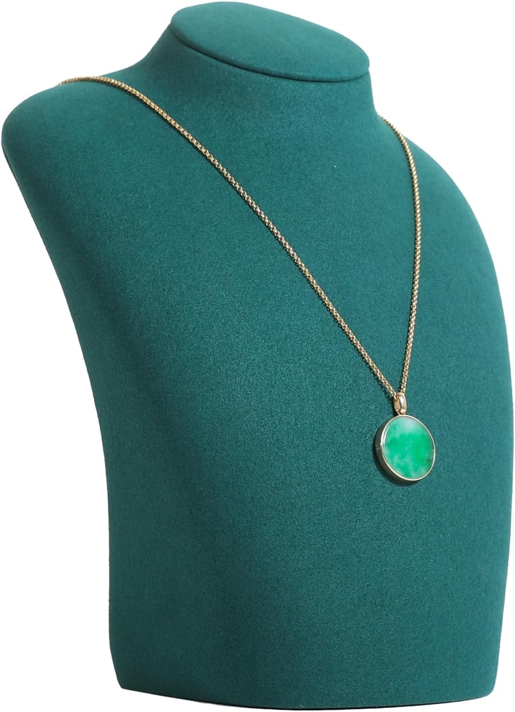 GemeShou Green necklace hanger jewelry organizer, Velvet jewelry stand necklace holder, jewelry mannequin bust for necklaces, Jewelry boutique store photography props【Green-Medium height 7.87 inch】