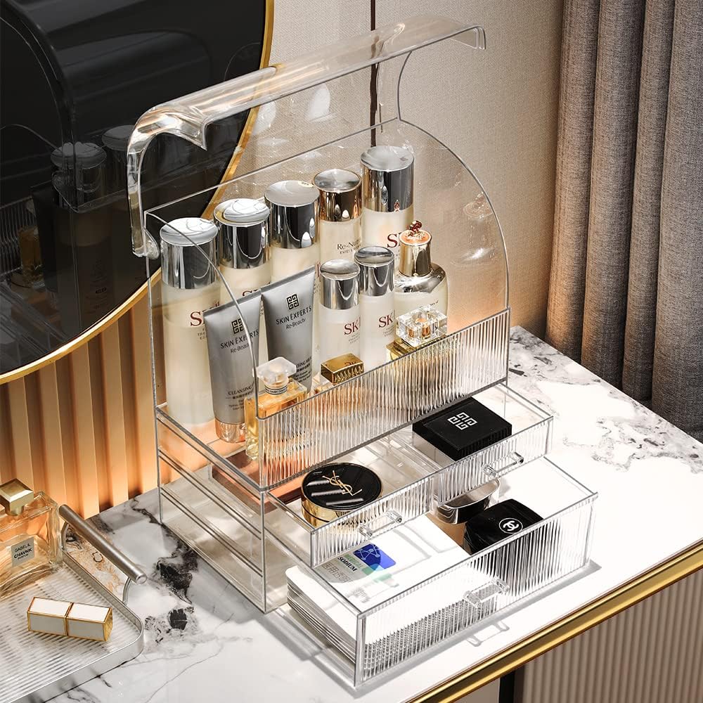 MOOCHI Professional Large Cosmetic Makeup Organizer Bathroom Storage Display Case with Drawers