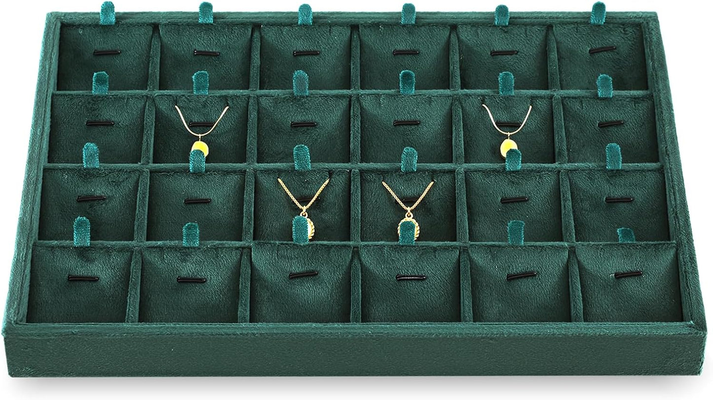 Necklace Display Tray, Velvet Jewelry Organizer, Premium Pendant Display,Luxury Earrings Organizer,Green Necklace Organizer