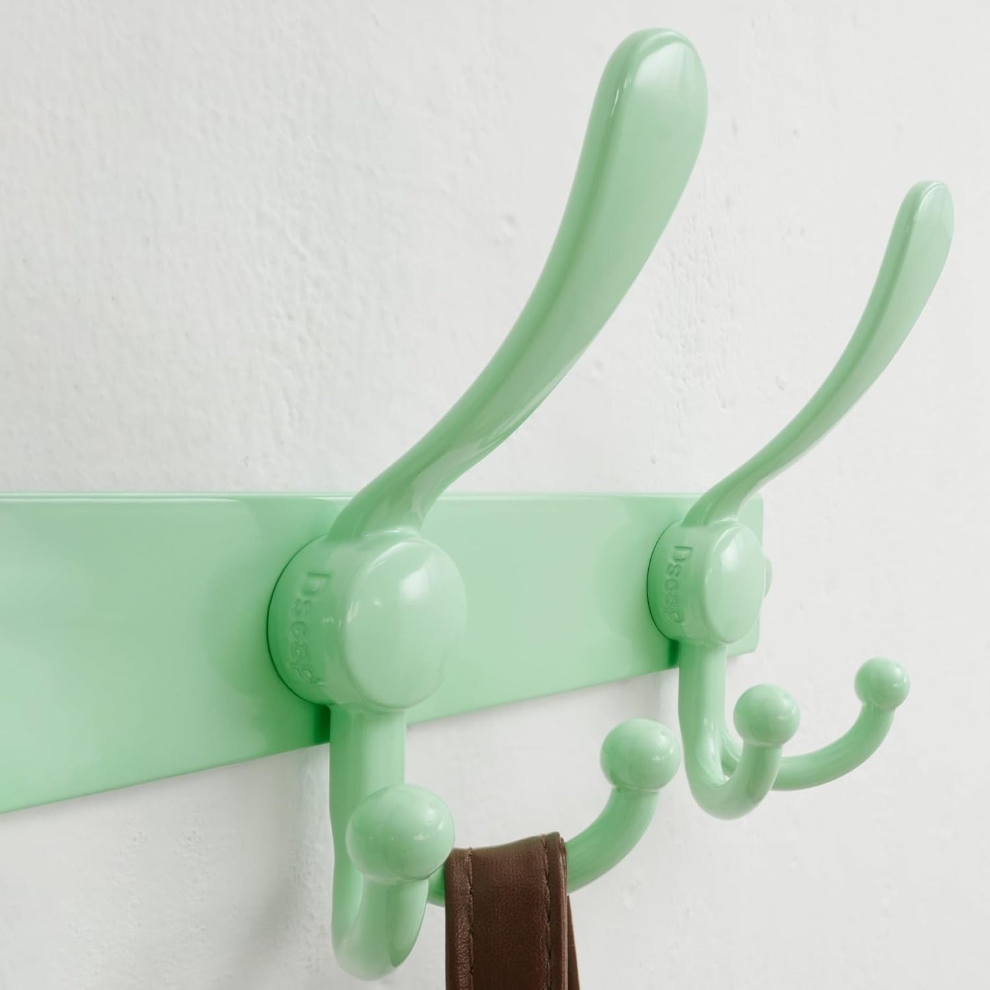 Dseap MaxStrong 2.0 Coat Rack Wall - 37” Long 10 Tri Hooks - Ultra Heavy-Duty Stainless Steel Wall Mount Coat Hanger, Hook Rail for Clothes Hats Jacket Towels Green