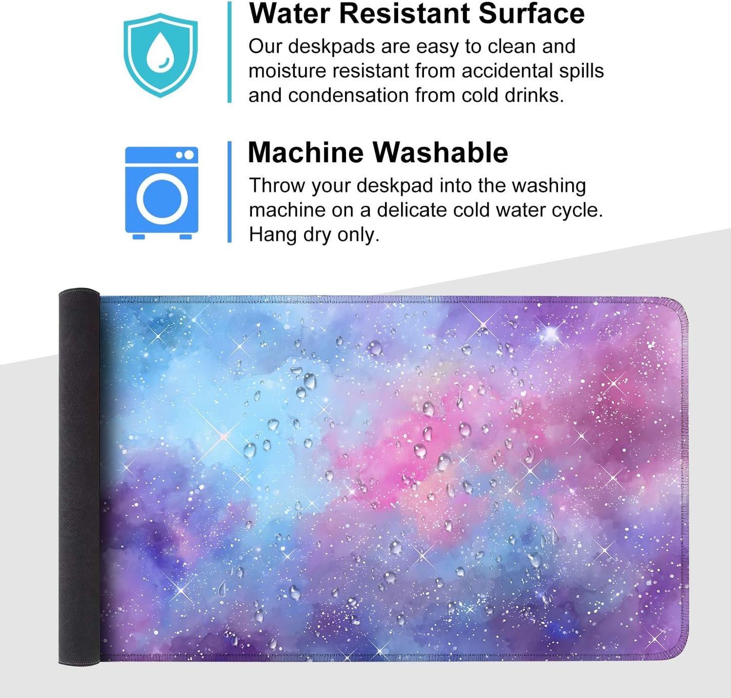 Galaxy Mouse Pad Large, Extended Gaming Desk Mat – 335.43 x 15.75 in – Watercolor Nebula Starry Sky Design, Stitched Edges, Non-Slip Base, Keyboard and Mouse Pad for Office & Home