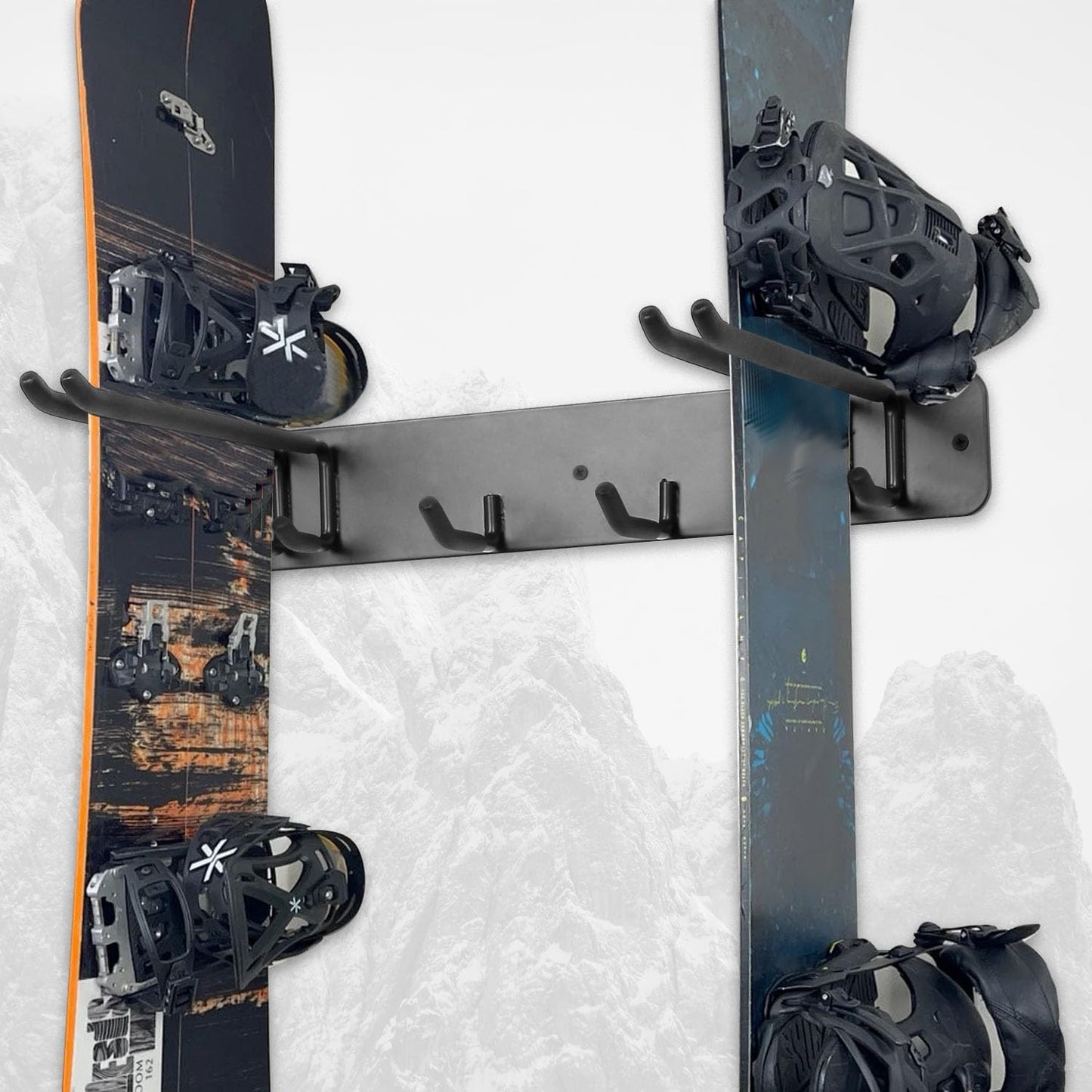 Wall Mount Ski Storage Rack,Garage Snowboard Storage Organizer 4 Pairs Metal Hooks Indoor Outdoor System Organization (Black 1pack)