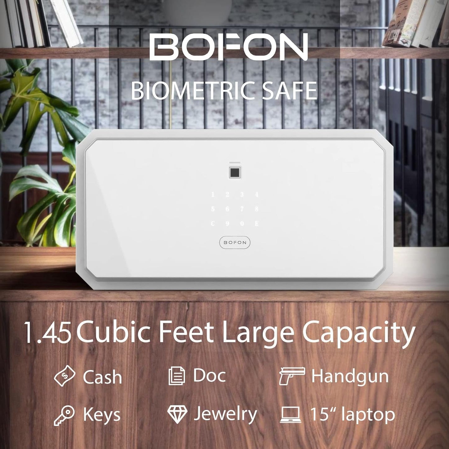 Biometric Safe Box with Key, Security Box, Fingerprint Password,Safety Boxes for Home,W-Series 1.45 Cubic