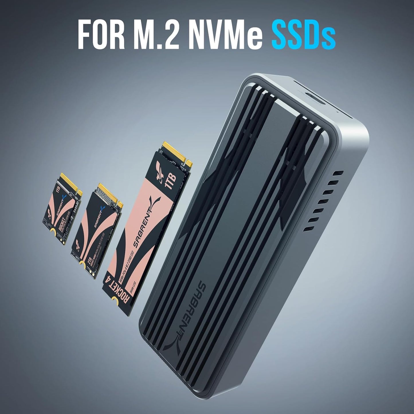 SABRENT USB4 NVMe SSD Enclosure – Tool-Free USB 4.0 M.2 PCIe 4.0 x4 External SSD Case, 3900MB/s, Thunderbolt 3/4 & USB-C Compatible, for 2230/2242/2260/2280 Drives (EC-U4TN)