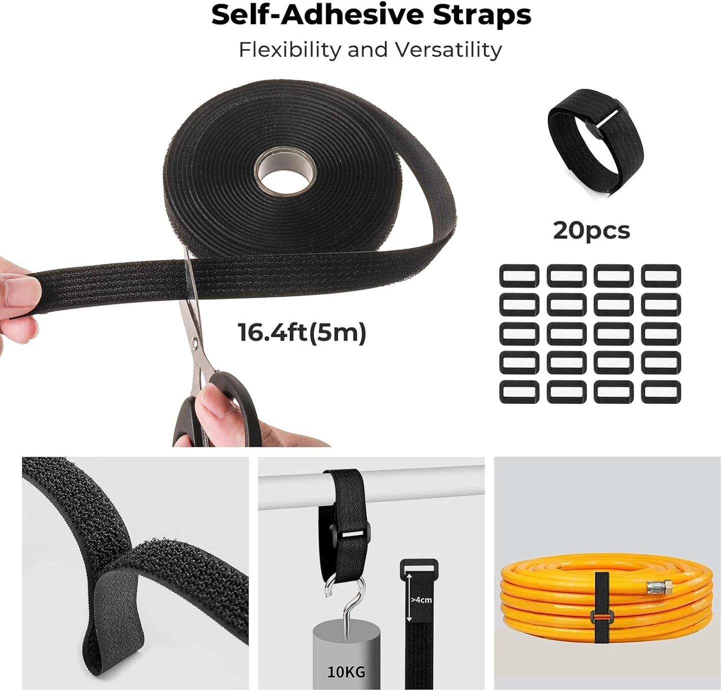 98 Pcs Cable Management Kit, Prevents Cables from Tangling Cable Straps, Cord Management, Wire Organizer for Computer/PC/Desk/Under Desk/Home/Office/Gaming Room