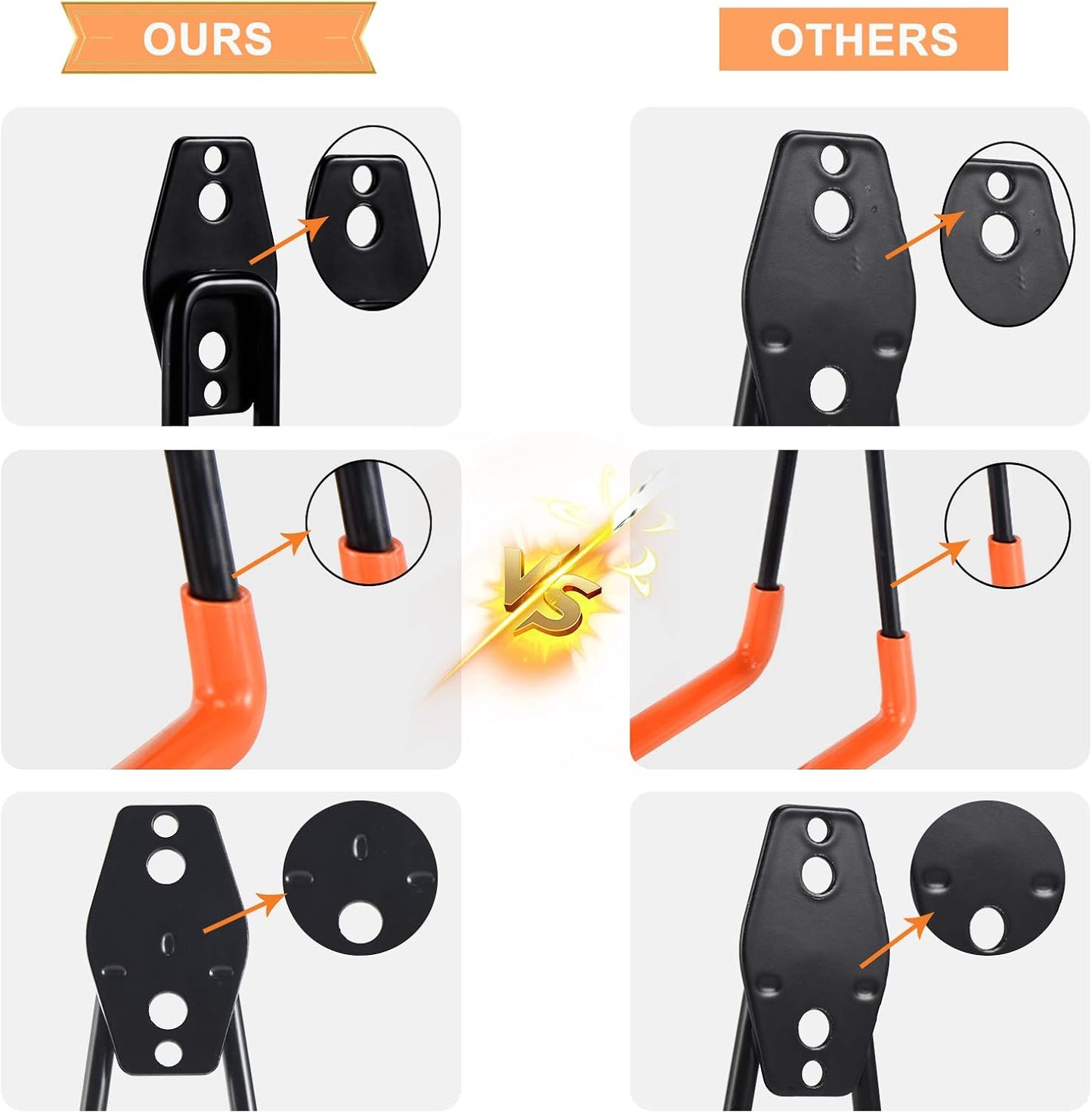 Aoben Heavy Duty Steel Garage Storage Hooks - Utility Hangers and Broom & Mop Holder Wall Mounted for Organizing Cleaning Tools, Mops, Garden Tools (8 Pack)