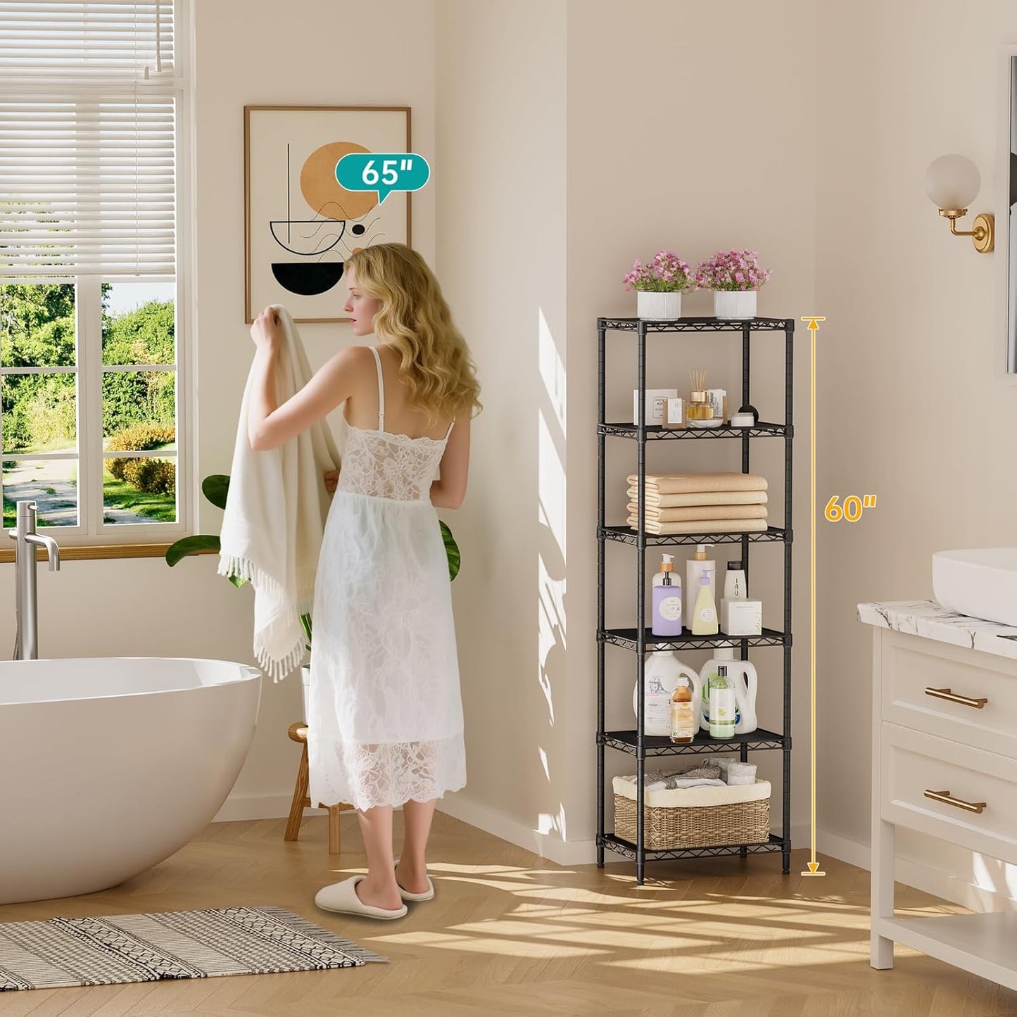 SINGAYE Shelf Closet Wire Shelving：Adjustable Metal Unit for Laundry Room Organization Bathroom Kitchen Home Storage Small Pantry Rack Shelves