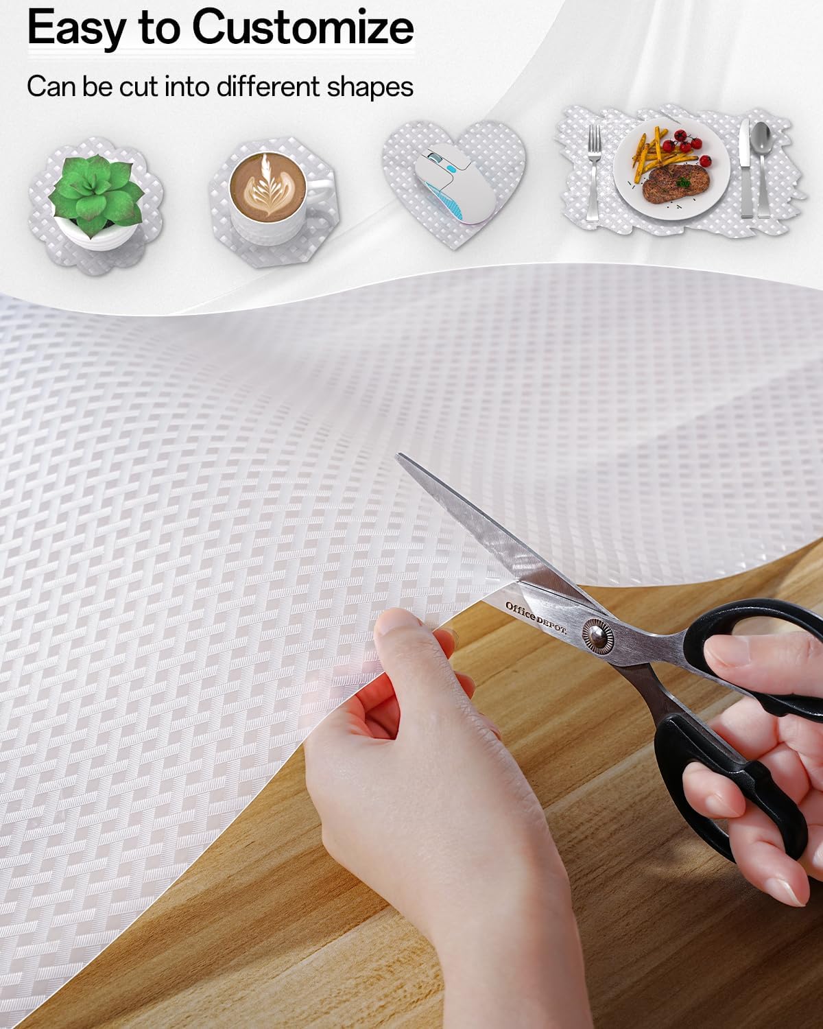 Shelf and Drawer Liner for Kitchen Cabinet, Non-Adhesive 18in x 120in Waterproof Contact Paper Refrigerator Liners Thickened Durable EVA Material Non Slip Mat for Dresser Cupboard Pantry Protector