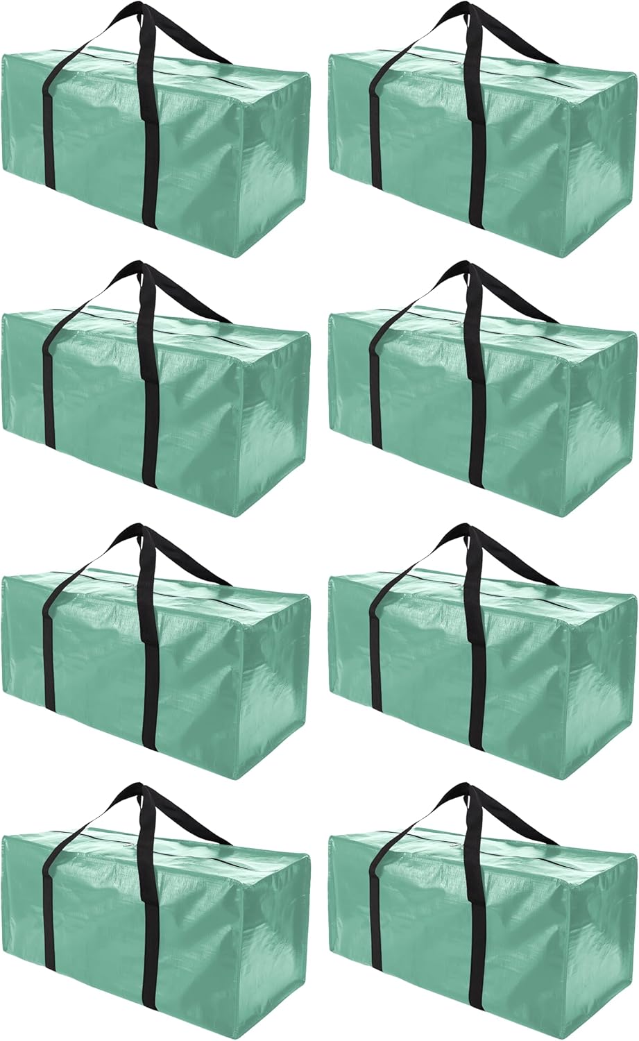 Extra Large Moving Bags with Zippers & Carrying Handles, Heavy-Duty Storage Tote for Space Saving Moving Storage, Fold Flat, Alternative to Box and Bin - 8 Pack, 40 Gal, Teal