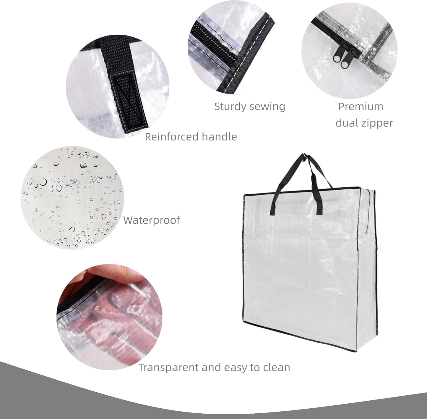 9 Pack Clear Storage Bags with Zipper and Handles, Blanket Bags For Closet Storage, Moving and Packing Supplies for College, Underbed Storage Organizer for Clothes Pillow Bedding Christmas Wreath