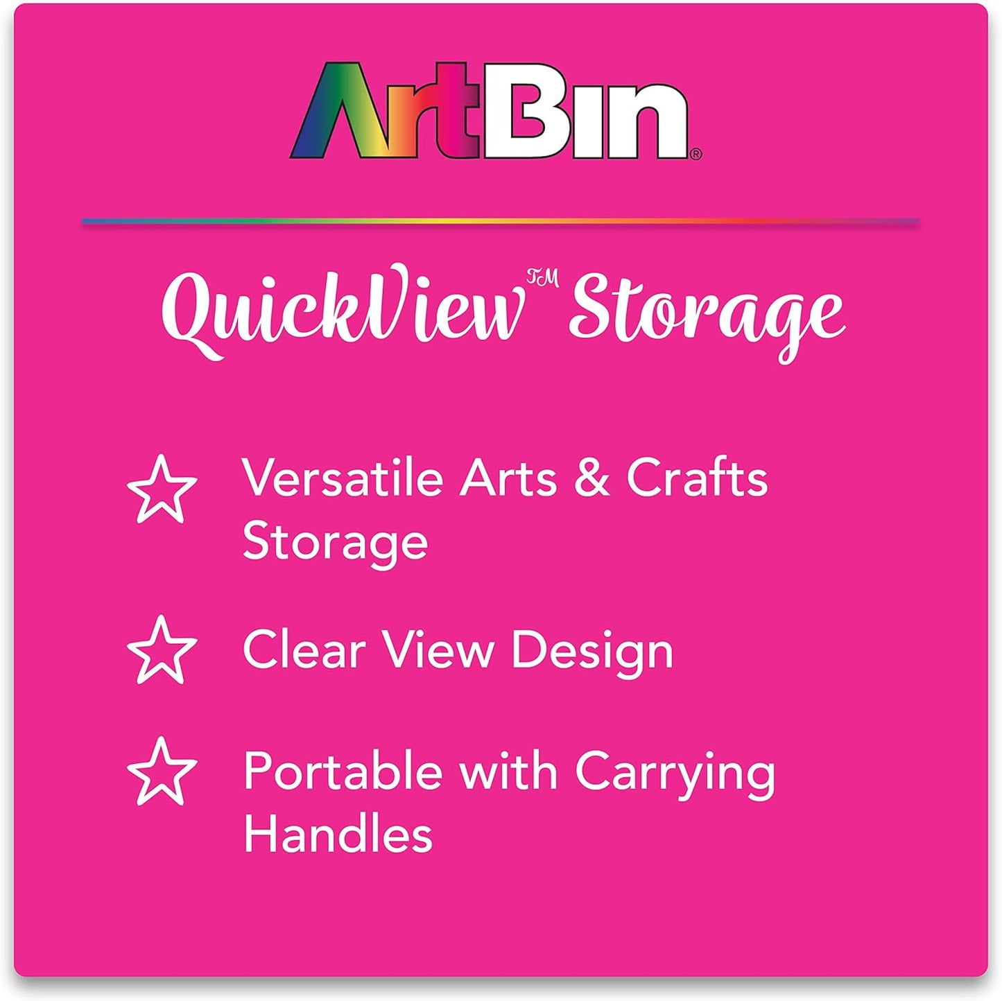 ArtBin 6962AB Quick View Deep Base Carrying Case with Removable Dividers and Tray, Portable Art & Craft Storage Box, 15", Clear
