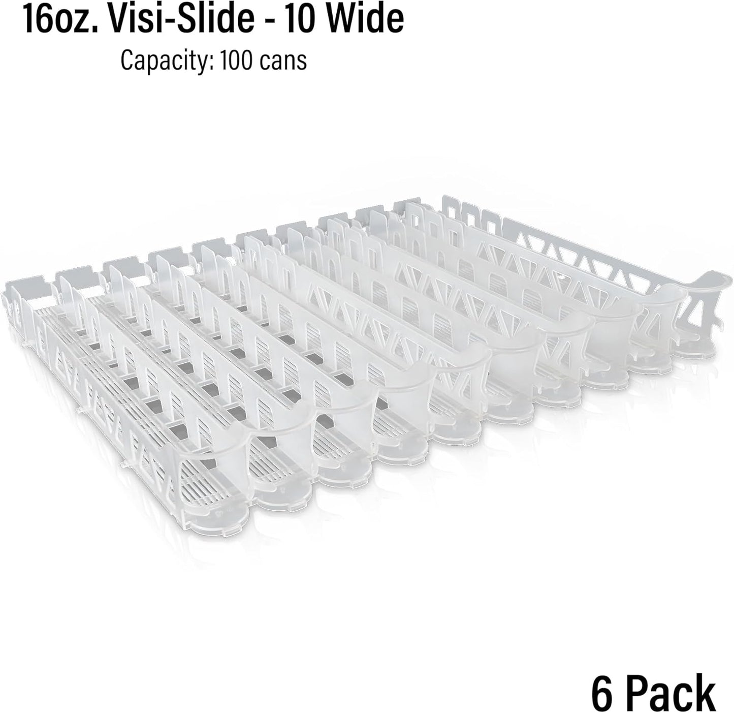 Display Technologies Visi-Slide Gravity Fed Organizer for 12/16oz high ring Beverages on flat and angled shelves in Cold Vaults & Coolers (Pack of 6)