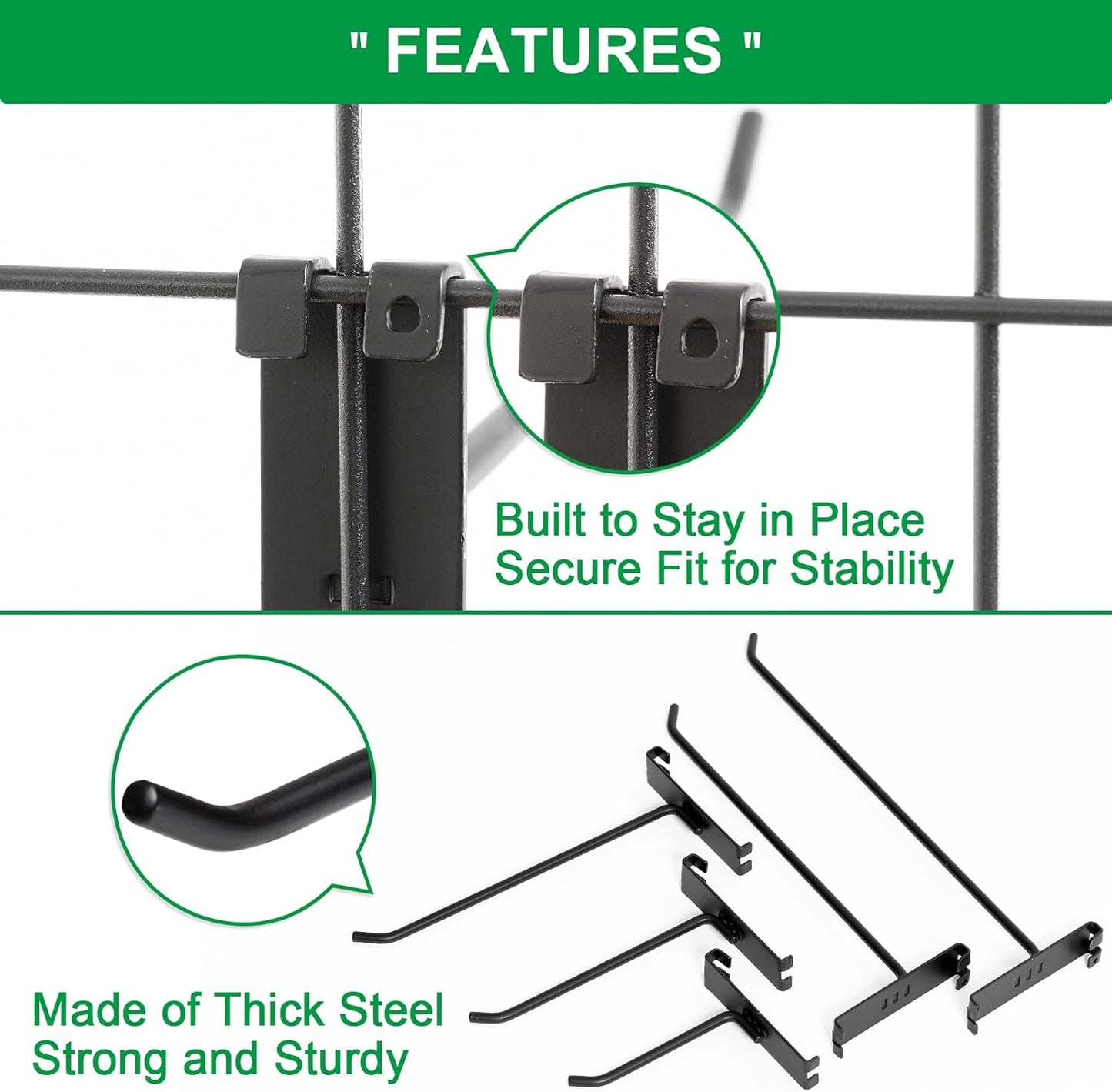 Gridwall Hooks 6 Inch, 100 Pack Grid Wall Hooks, Grid Panel Hooks and Hangers for Retail, Craft Shows, Home Setup, and Customized Display