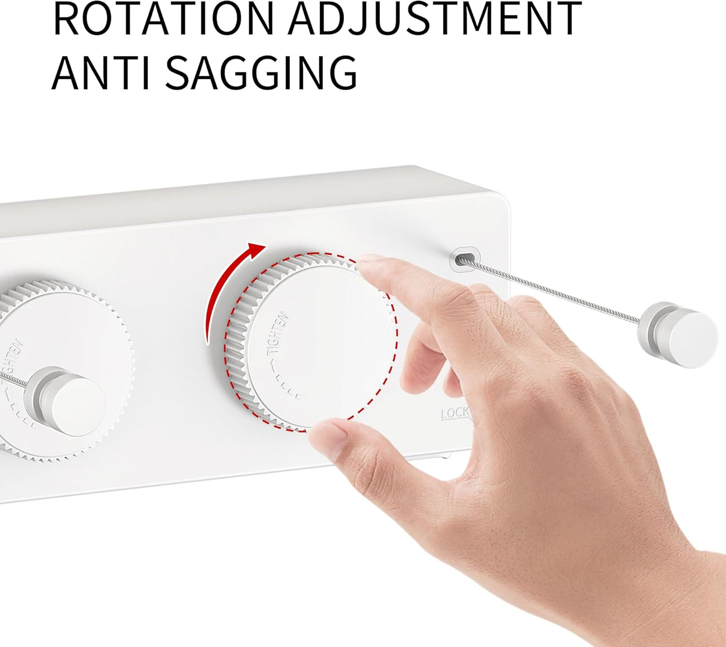 Retractable Clothesline Heavy Duty Clothes Drying Laundry Line Wall Mounted Easy Hanging Clothes Drying Laundry Line Retracting Hanging Lock to Prevent Sagging (Two line,White)
