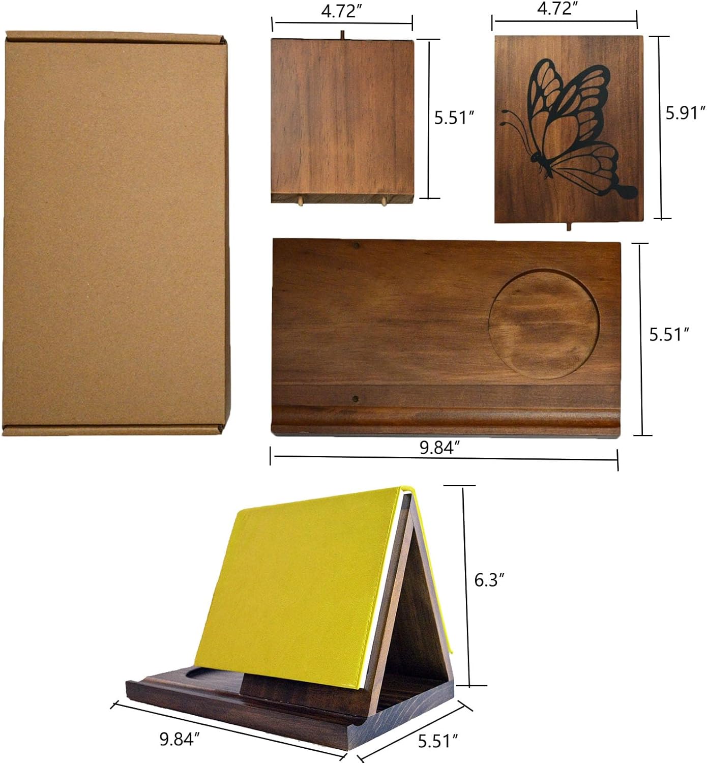 Triangle Book Holder, Book Nook Reading Valet, Book Rest Stand for Book Lovers Birthday Gifts, Christmas Gifts Wood Book Valet for Book Lovers