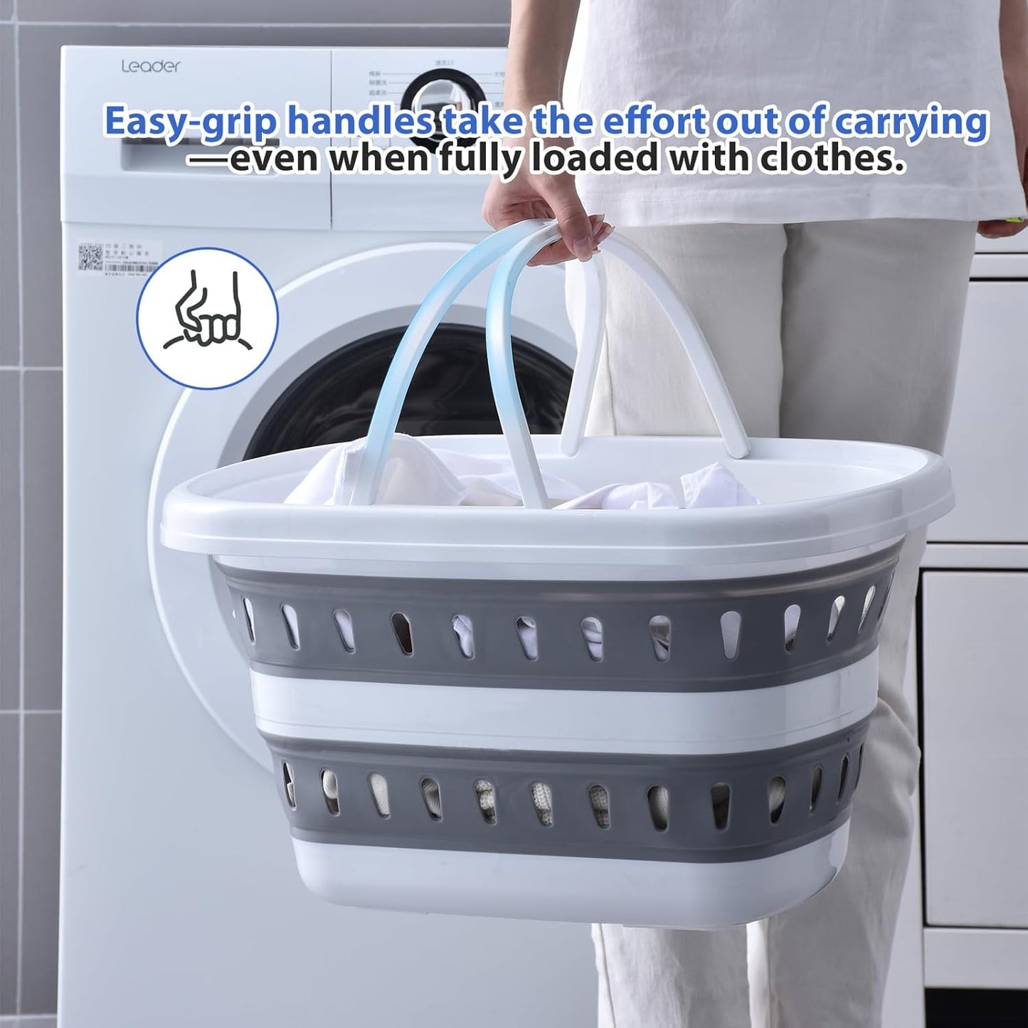 Monozuki Collapsible Plastic Laundry Basket 10.6 gallon(40L) 2pcs Eco-recycled material- Foldable Pop Up Storage Container/Organizer - Space Saving Hamper/Basket BPA Free