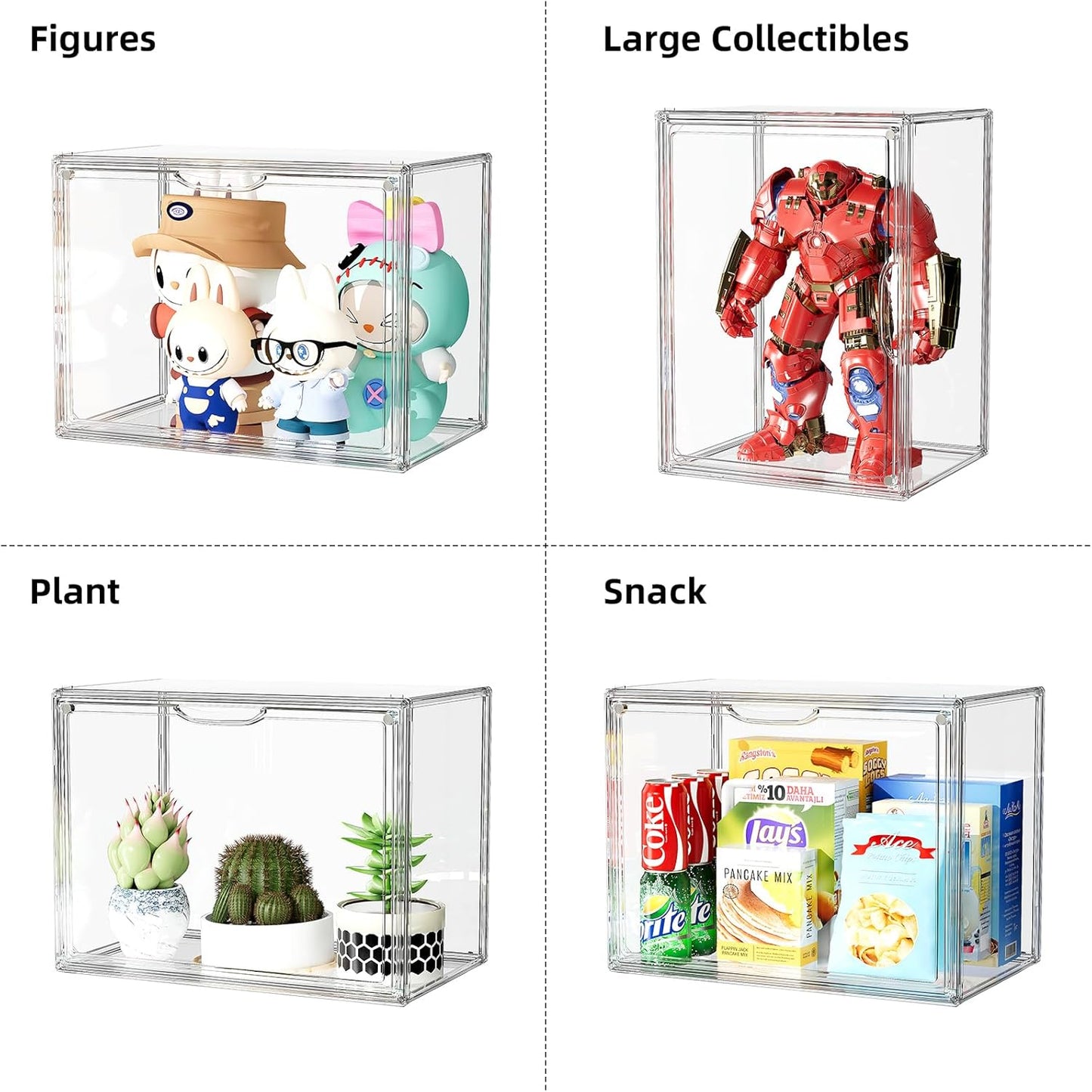 Purse Organizer for Closet, Handbag Storage Organizer Stackable Display Box with Magnetic Door, Acrylic Display Case for Collectibles, Closet Storage Bins for Figures, Wallet, Dolls