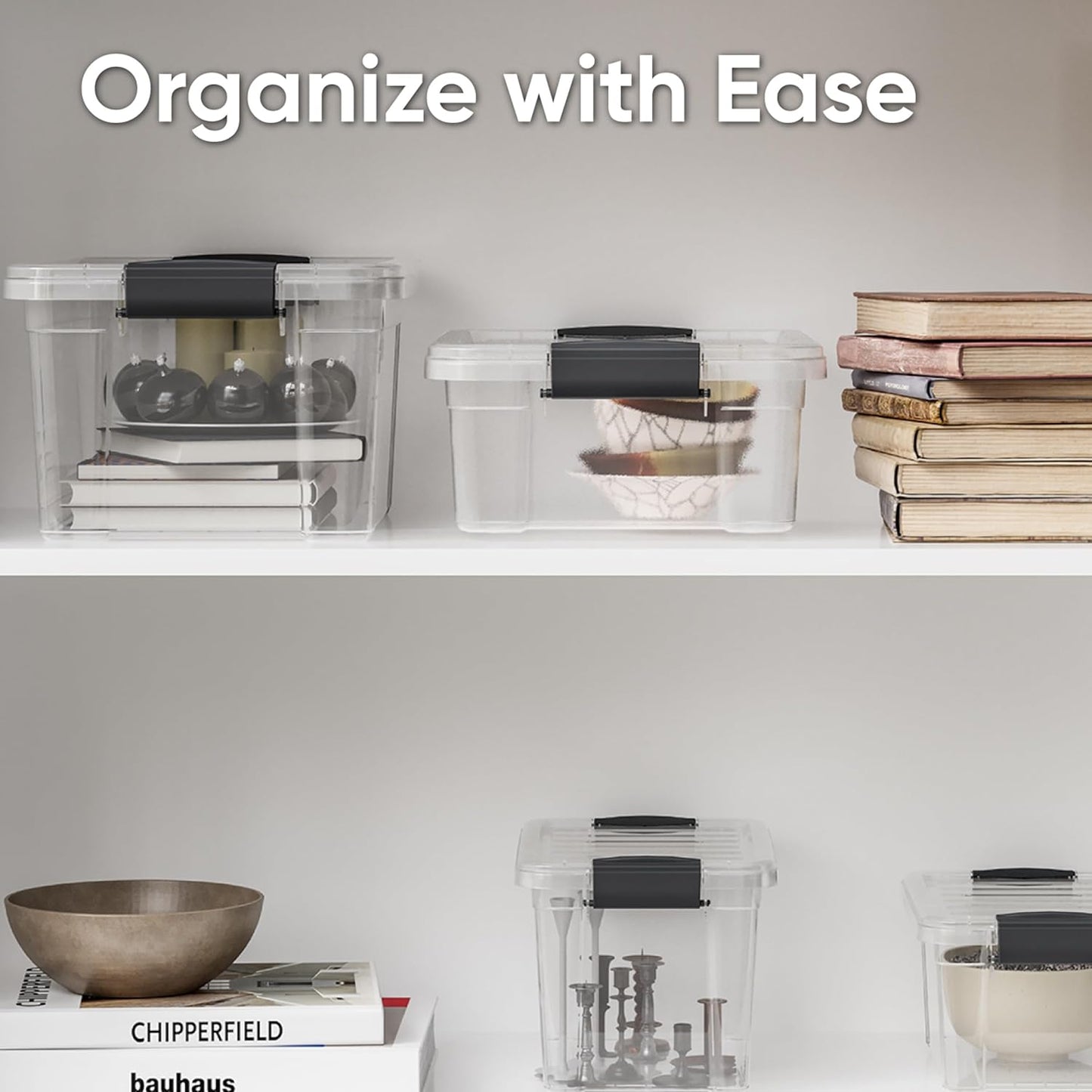 Superio Clear Storage Boxes with Lids, 13.7 Quart Plastic Container Bins for Organizing, Stackable Crates, BPA Free, Non Toxic, Odor Free, Organizers for Home, Office and Dorm, 6 Pack