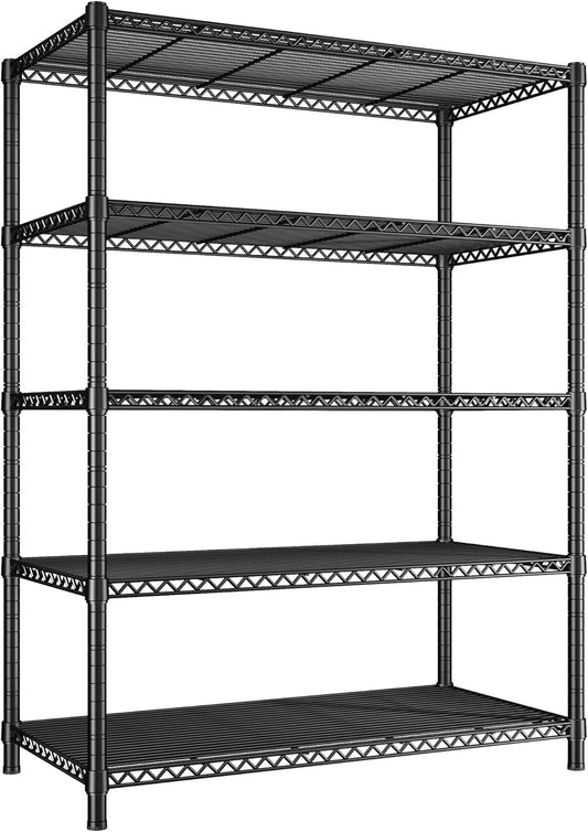 REIBII 5 Shelf Metal Shelving 72''H Storage Shelves Steel Wire Shelving for Storage Adjustable Garage Shelving Heavy Duty Shelves Storage Rack Pantry Shelves Kitchen Office Shelf,72''H X36''W X14''D