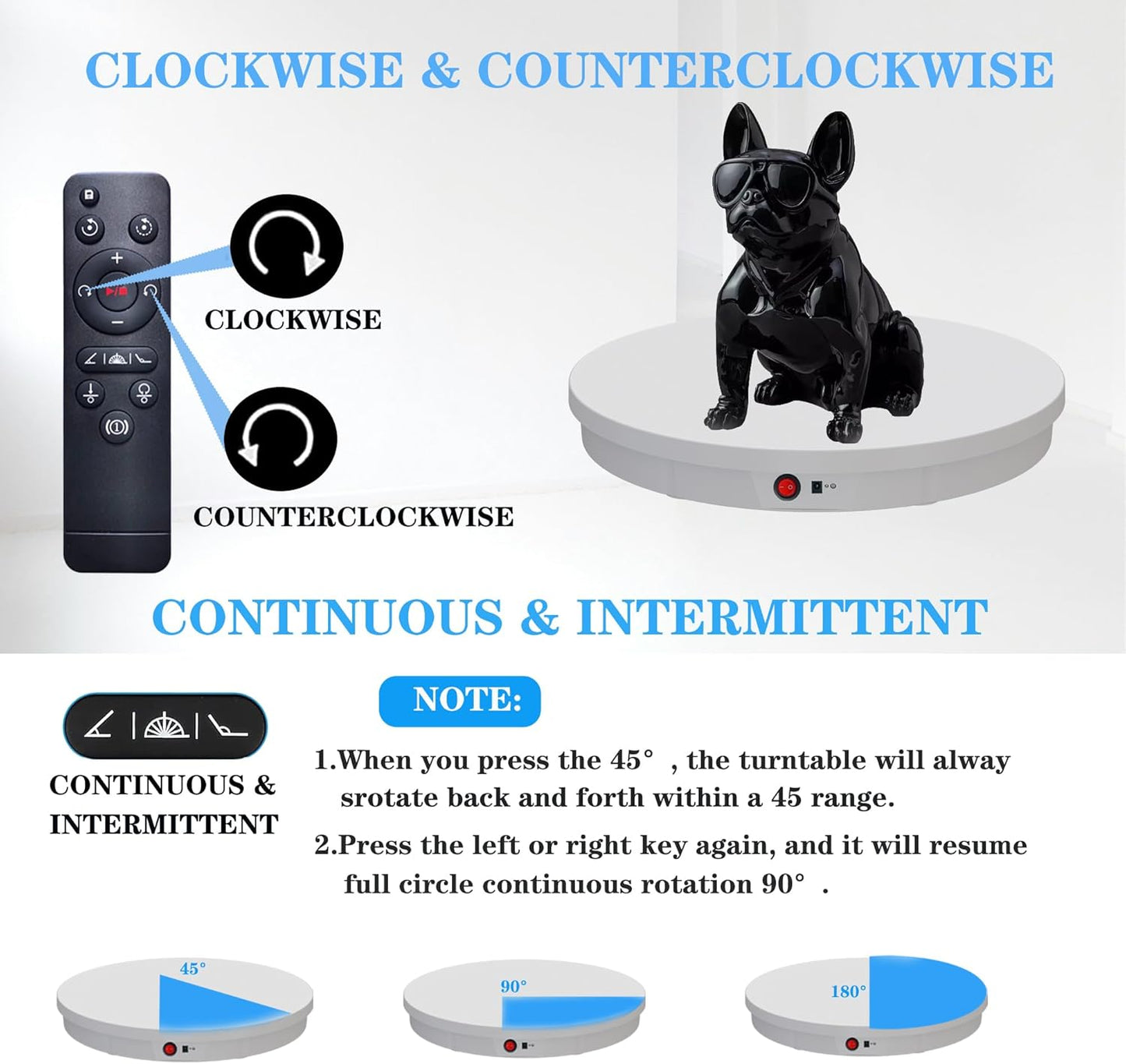 JAYEGT Motorized Rotating Display Stand, 350Lbs Load，360 Degree Electric Rotating Potography Turntable for Products Display，Live Show， Remote Control +5 Colors Backgrounds (White / 20.5inch /Wired)