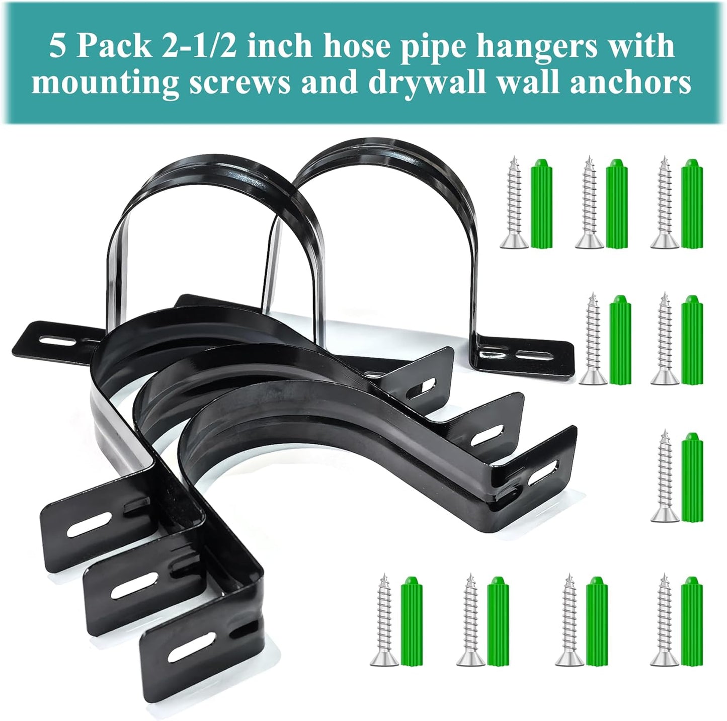 Dust Collection Hose and Pipe Holder Adjustable Hangers Bracket, Don’t Broken Like Plastic After Long Time, Durable Spray Iron, 5 PCS (Black, 2-1/2 Inch)