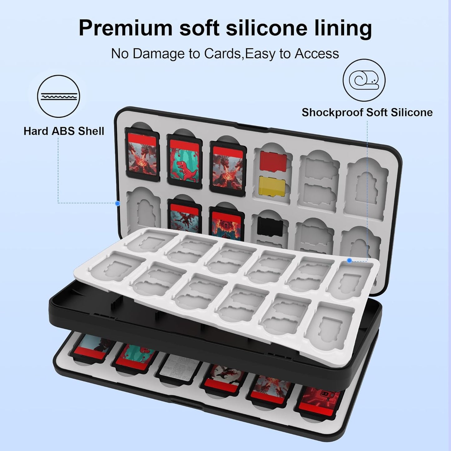iPLYGAM Switch Game Case for Nintendo Switch 2/Switch/OLED/Lite with 48 Slots and 80 Memory Micro SD Card Storage, Portable Travel Switch Game Holder Organizer, Game Card Protective for Festival Gift
