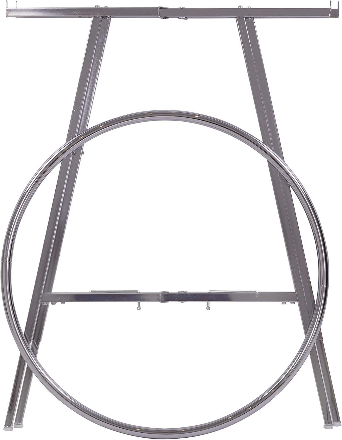 Econoco 36-Inch Folding Round Garment Rack, Adjustable 48–66″ Height Retail Display, Chrome Finish