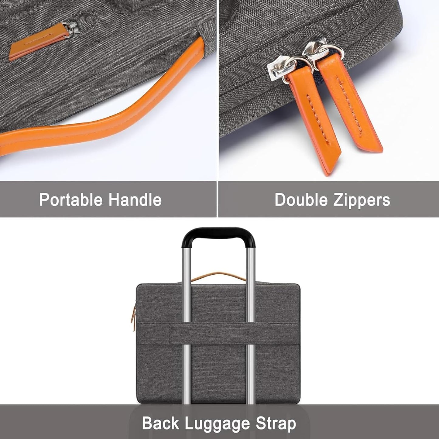 MOSISO 360 Protective Laptop Case 14 inch, 14 inch Laptop Sleeve Compatible with HP Lenovo Dell ASUS Acer, HP, Dell Latitude, Lenovo, Side Open Carrying Case with 4 Zipper Pockets&Handle, Taupe Gray