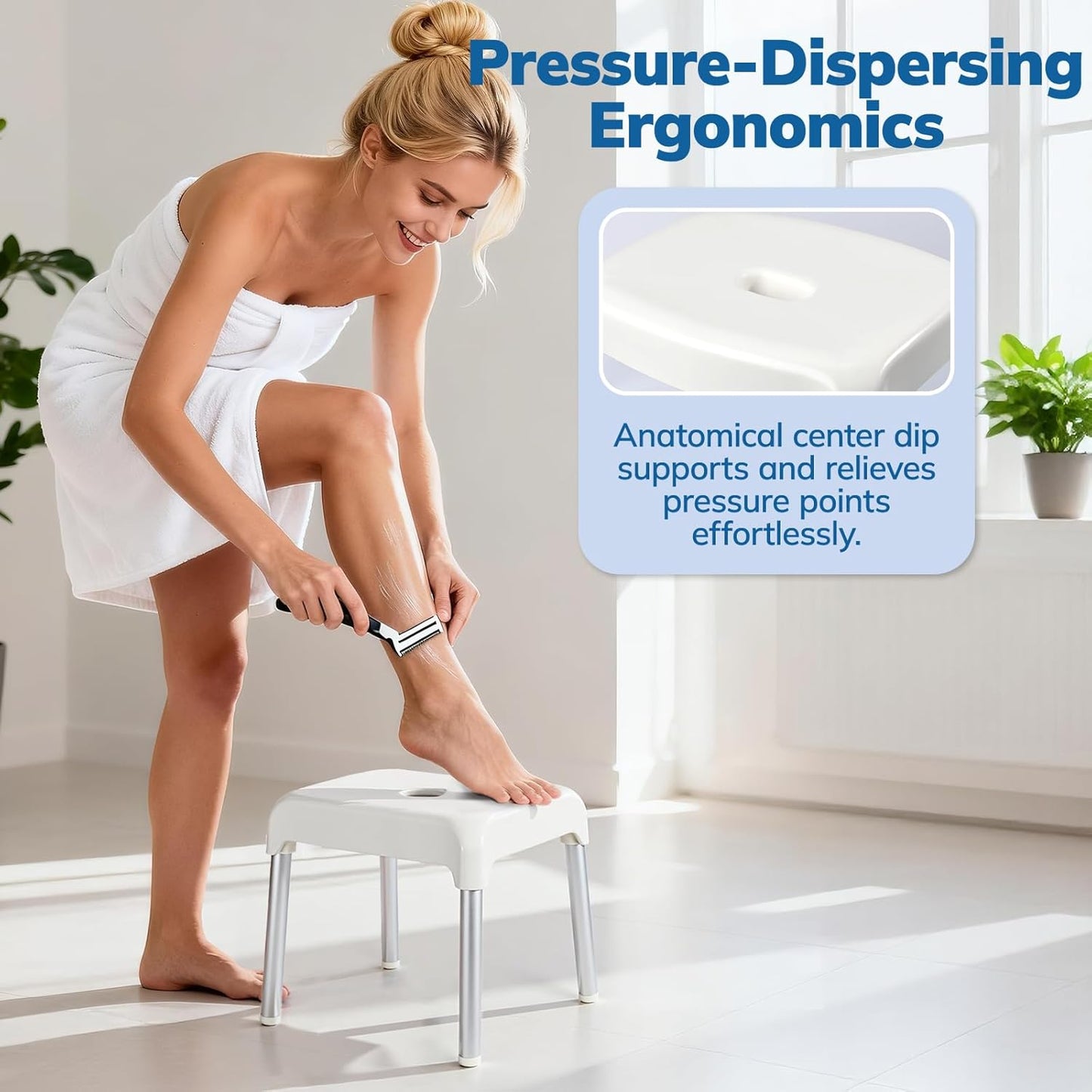 Umimile Shower Chair for Inside Shower - Fixed Height, Sturdy 330 lb Bath Seat - Anti-Slip Safety Shower Stool for Elderly and Disabled, Tool-Free Assembly (Height: 9.8")