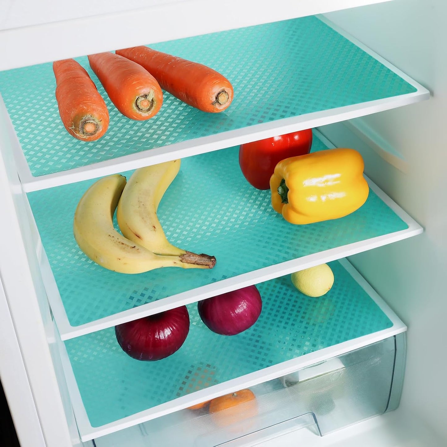 Blue Shelf Liners for Kitchen Cabinets Refrigerator Liners Waterproof & Oil-Proof Kitchen Cupboard Liner Drawer Mats EVA Material Non Adhesive Fridge Liner 11.8 x 236.2 Inches x 2 Rolls