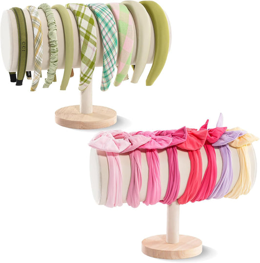 ProCase Headband Holder Organizer for Girls Women, Velvet Headband Stand for Storage Display -Beige, 2 Pack