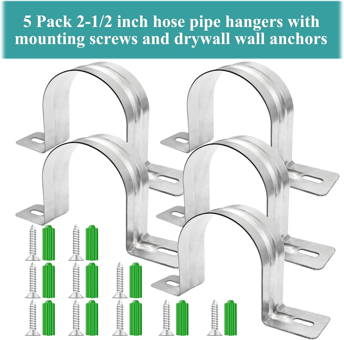Dust Collection Hose and Pipe Holder Adjustable Hangers Bracket, Don’t Broken Like Plastic After Long Time, Durable Spray Iron, 5 PCS (Sliver, 2-1/2 Inch)