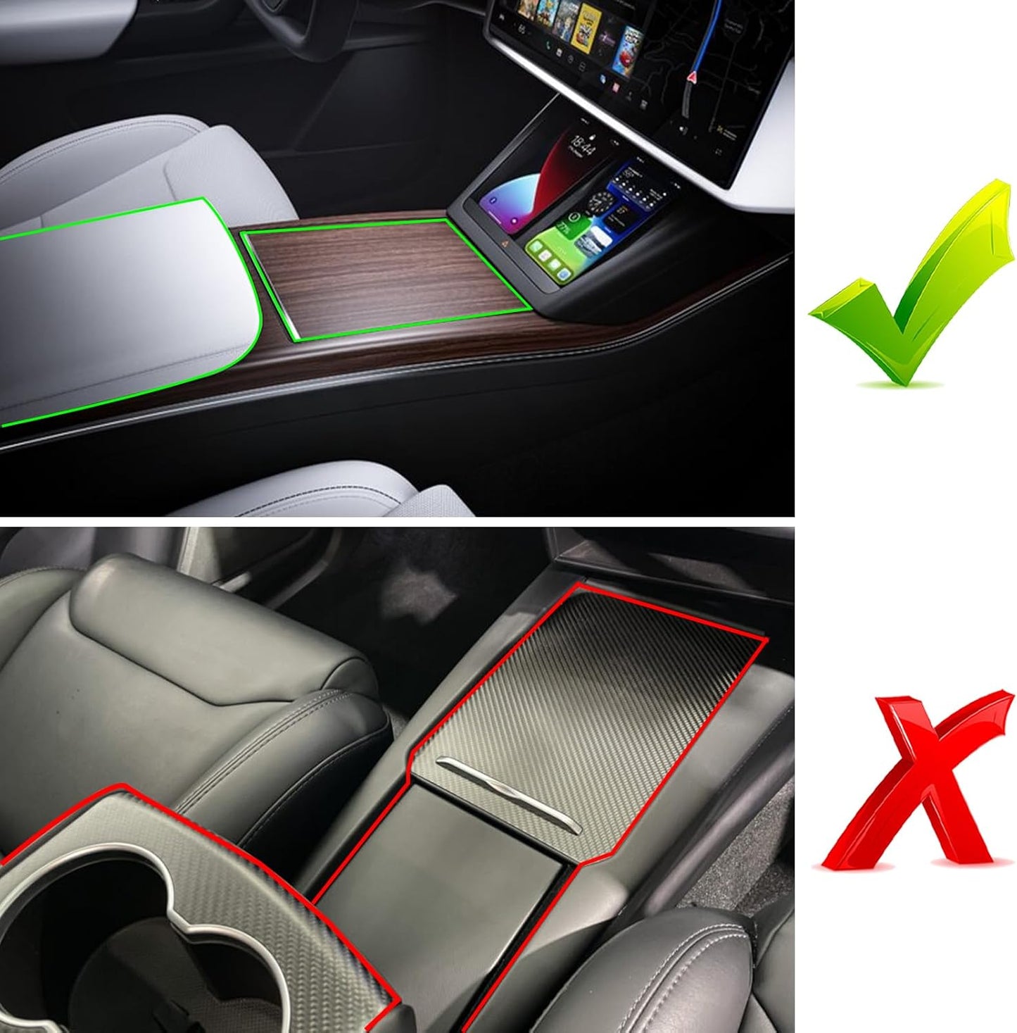 Yumzeco Center Console Organizer Tray Mat Compatible with Tesla Model S Model X 2022 2023 2024 2025, Central Control Lower Storage Box Pad for Tesla X S Accessories 2022 2023 2024 2025(2 PCS)