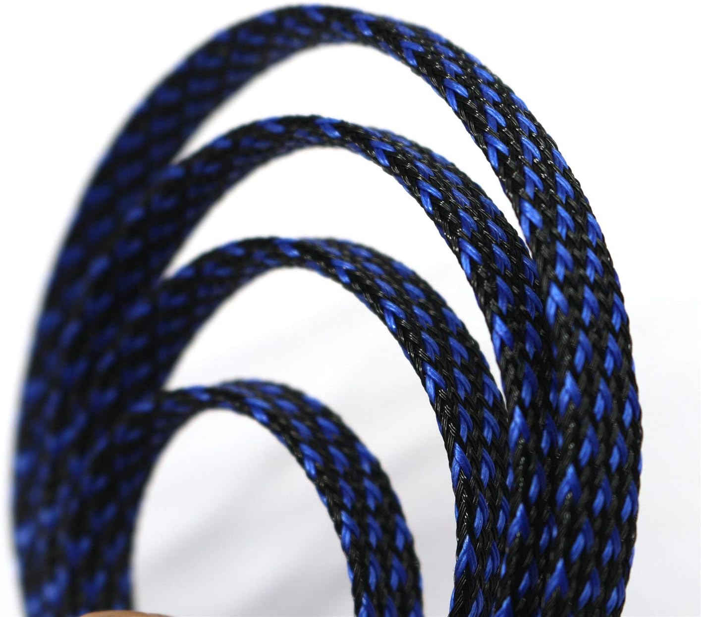30ft PET Expandable Sleeving Wire Cable Sleeve (3/5", Blue&Black)