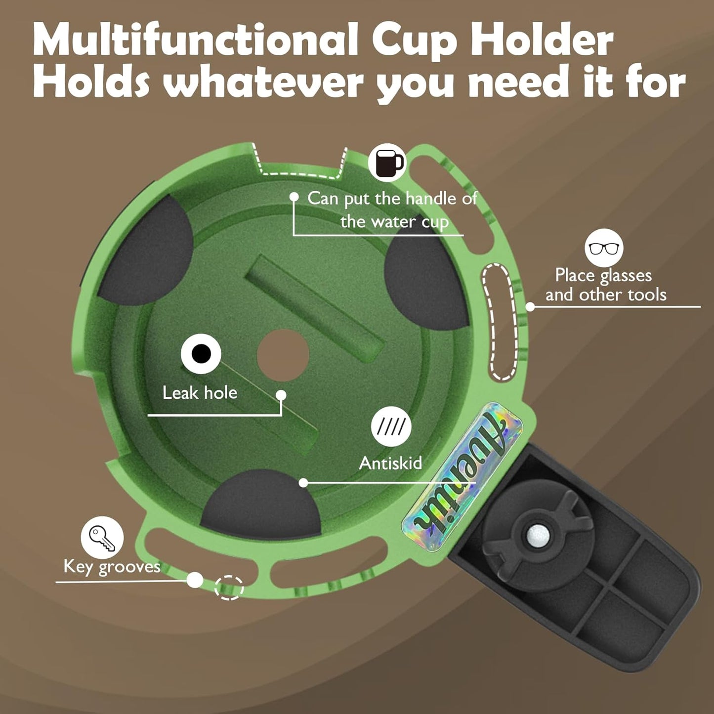 Desk Cup Holder, Anti-Spill Table Cup Holder for Water Bottles, Wheelchairs, Workstations, Gaming Desk Accessories.(Green, Large)