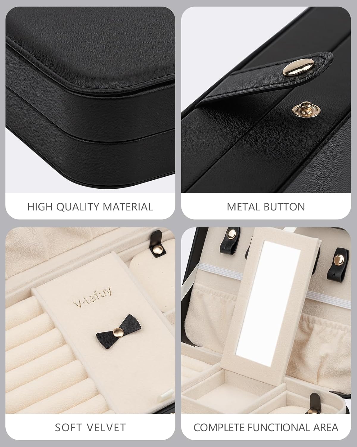 Small Jewelry Box, Travel Jewelry Case Portable Jewelry Boxes for Women, 2-Layer Mini Jewelry Travel Organizer, Gift for Women Girls, Black A