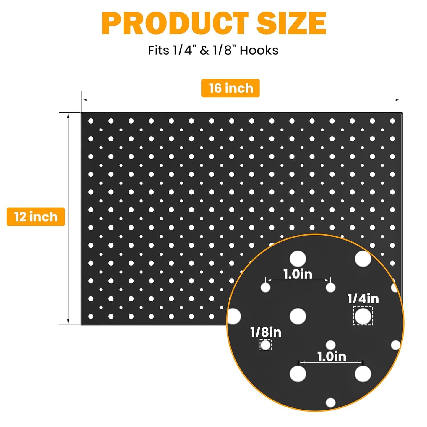 Pegboard Smith Metal Pegboard Panels, 16" x 12" Heavy-Duty Steel Peg Boards for Garage Tool Storage, Wall-Mounted Pegboard Organizer System (Pack of 4, Black)