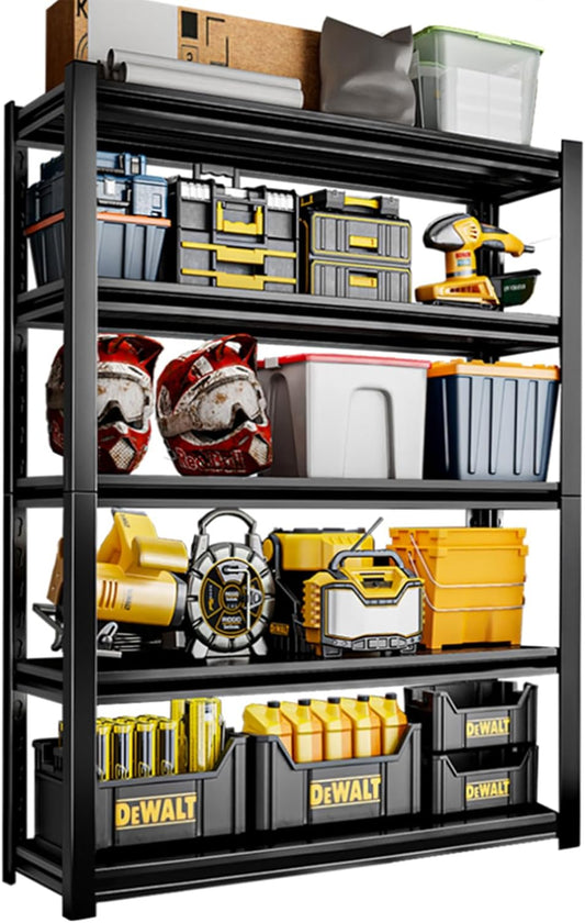 72"H Garage Shelving Units Storage Metal Shelves 2000LBS Heavy Duty Shelving 5-Tier Adjustable Utility Industrial Shelves Rack for Garage Basement Pantry Kitchen Living Room (15.7"D×35.4"W× 72"H)