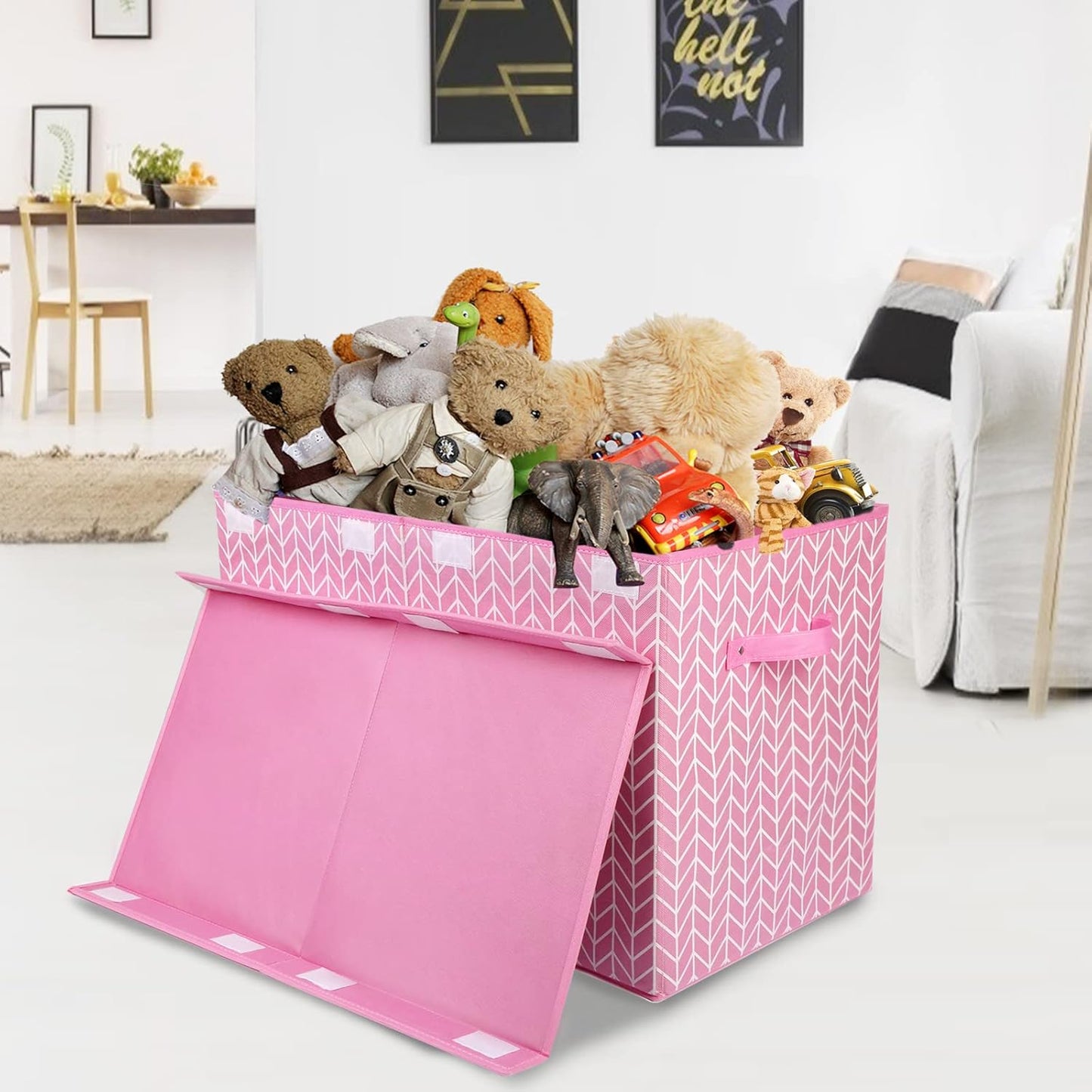 Mayniu Large Toy Storage Box Chest for Girls Kids, Sturdy Toy Box Bin Organizer Baskets with Lid for Living Room, Nursery, Closet, Bedroom, Playroom 25"x13" x16" (Pink)